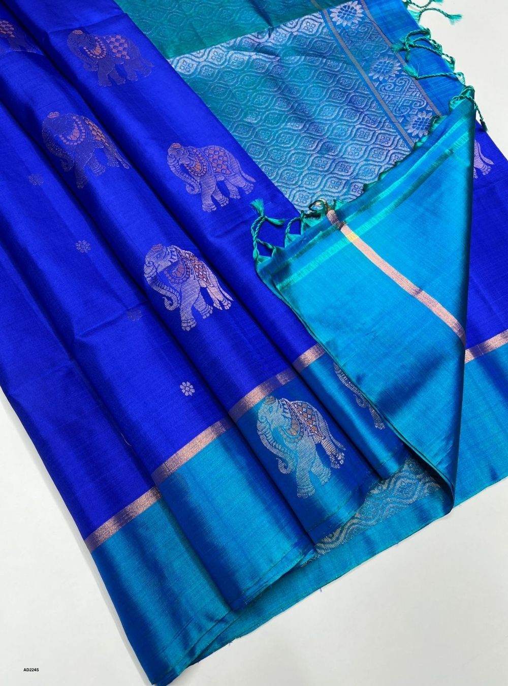 Royal Blue & Peacock Blue - Soft Silk Saree