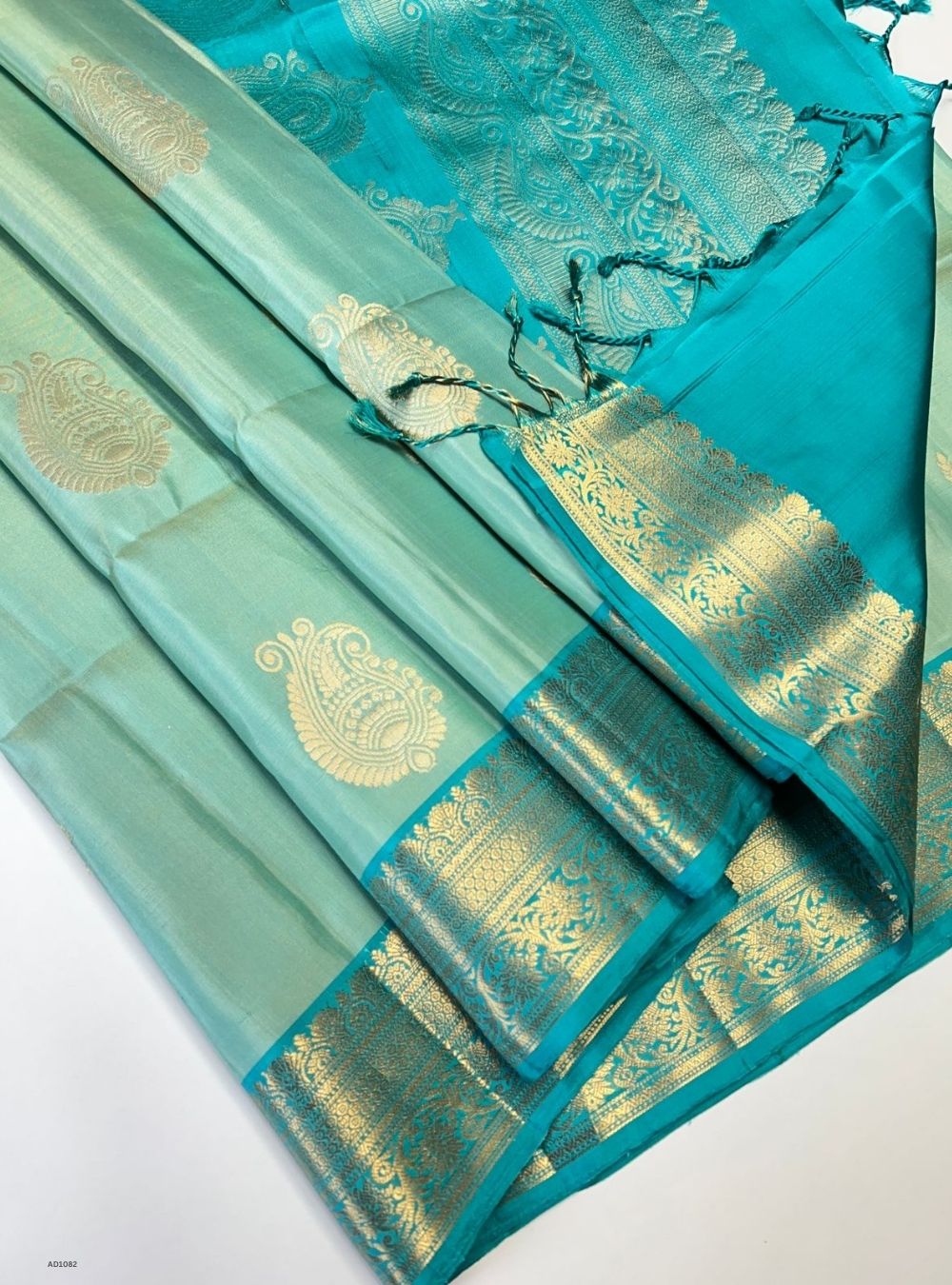 Mint Green & Rama Green - Soft Silk Saree