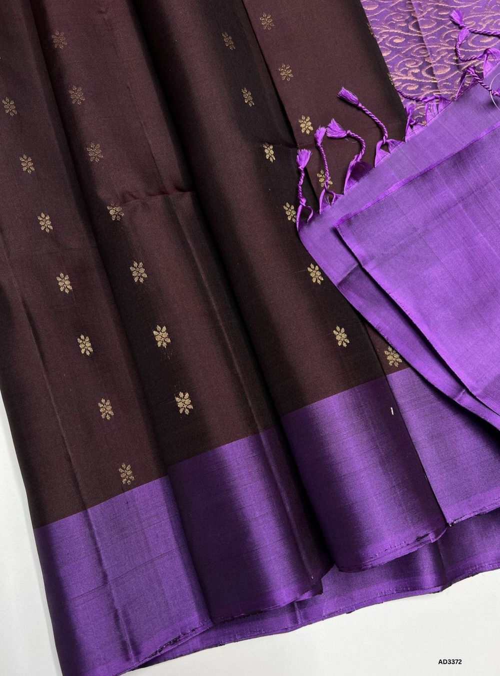 Coffee Brown & Lavender - Soft Silk Saree