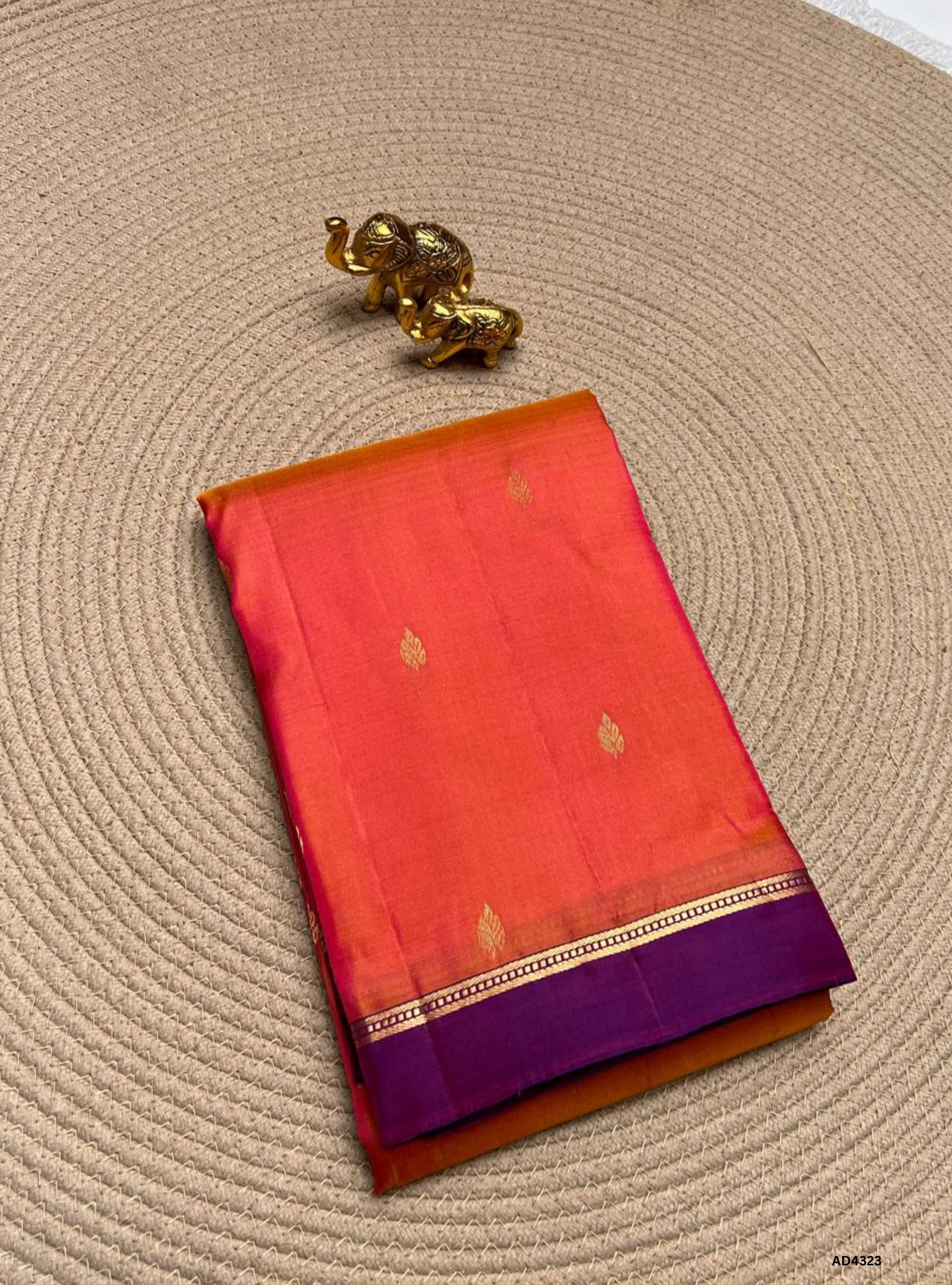 Dual Tone Orange & Purple - Soft Silk Saree