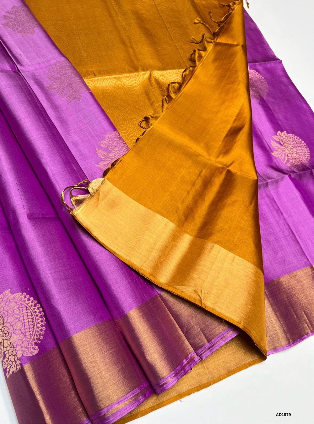 Lavender & Mustard Yellow - Soft Silk Saree