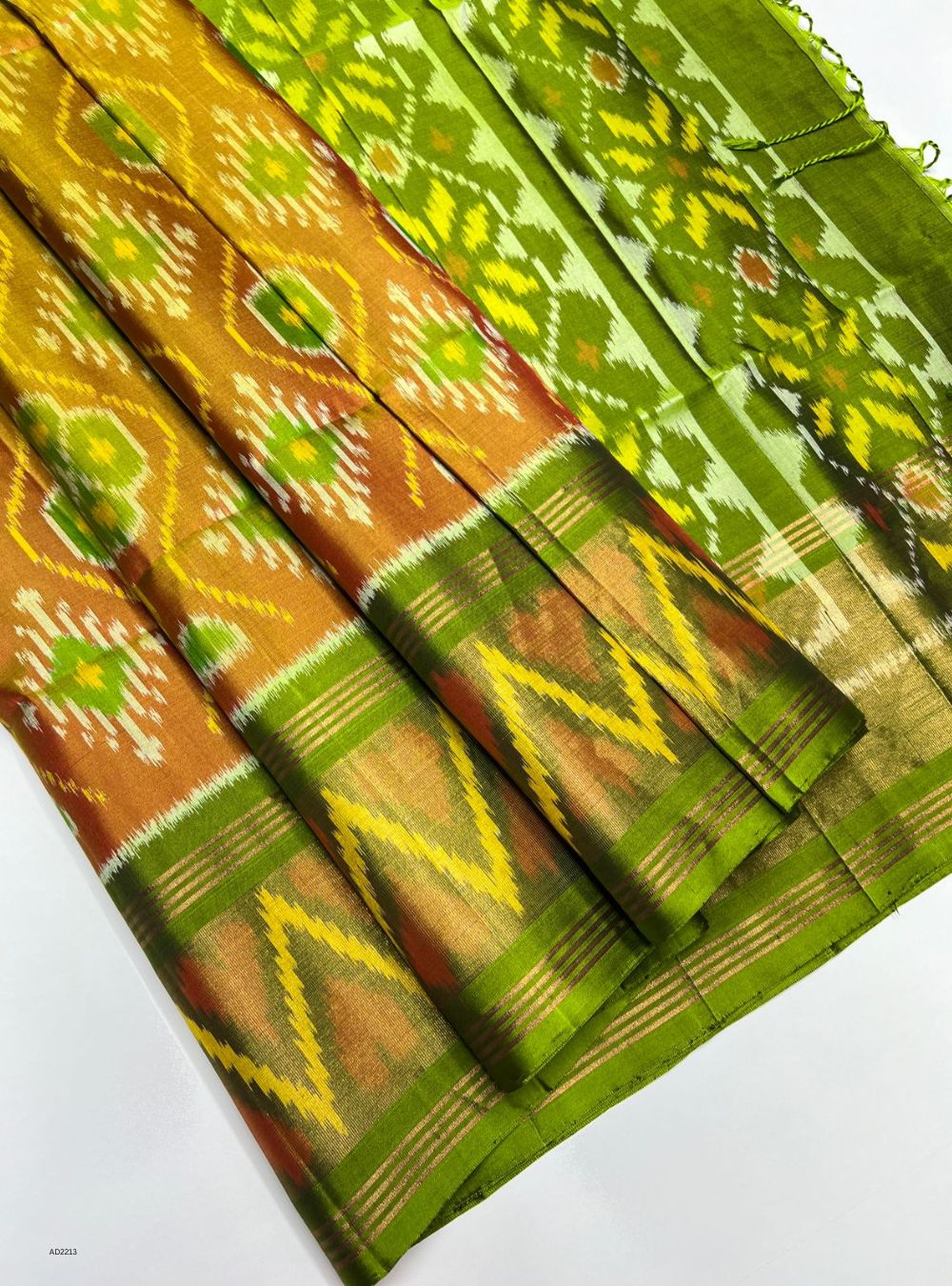 Gold & Green  - Soft Silk Saree