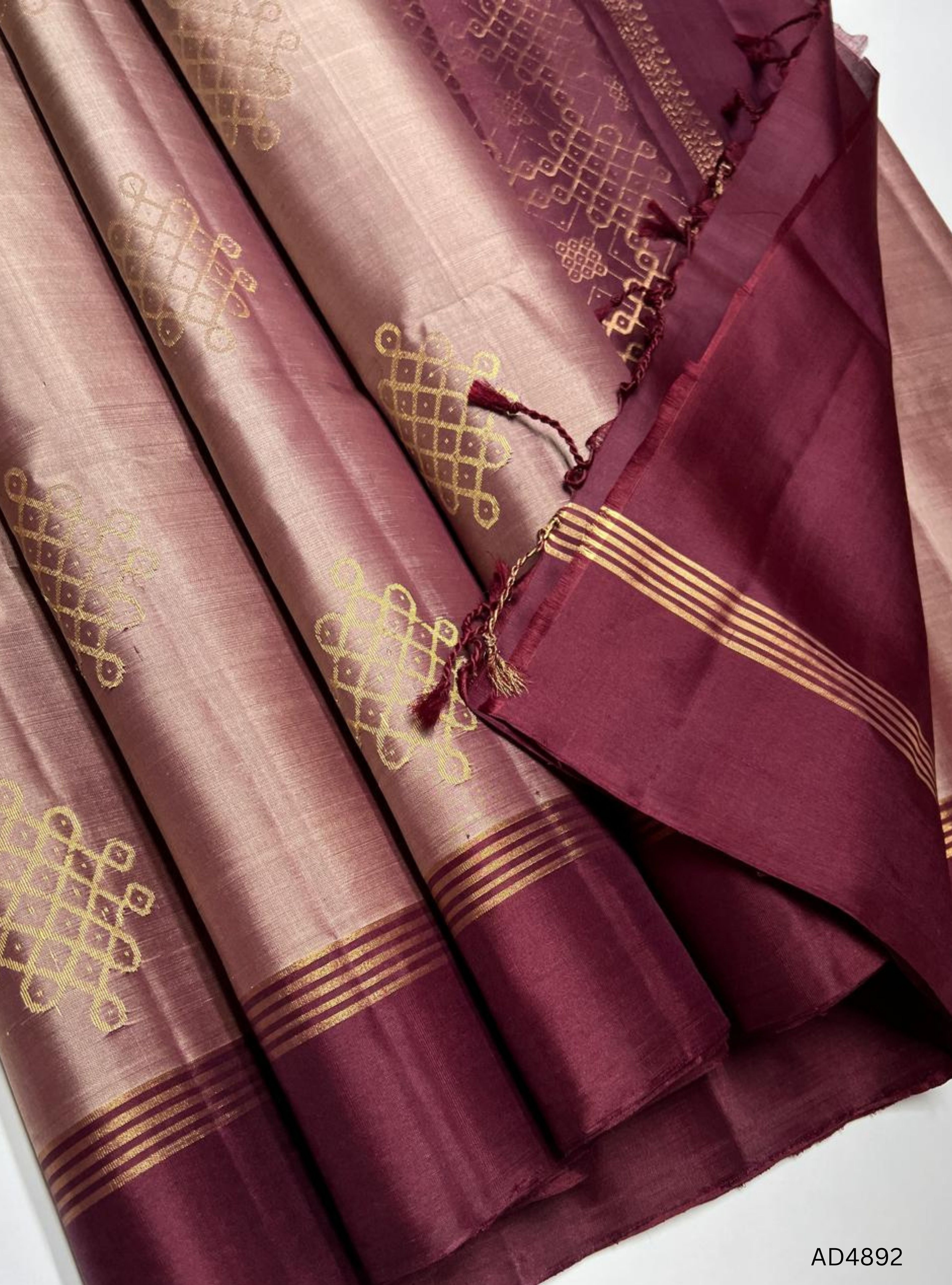CoCoa & Burgundy - Kolam Soft Silk Saree
