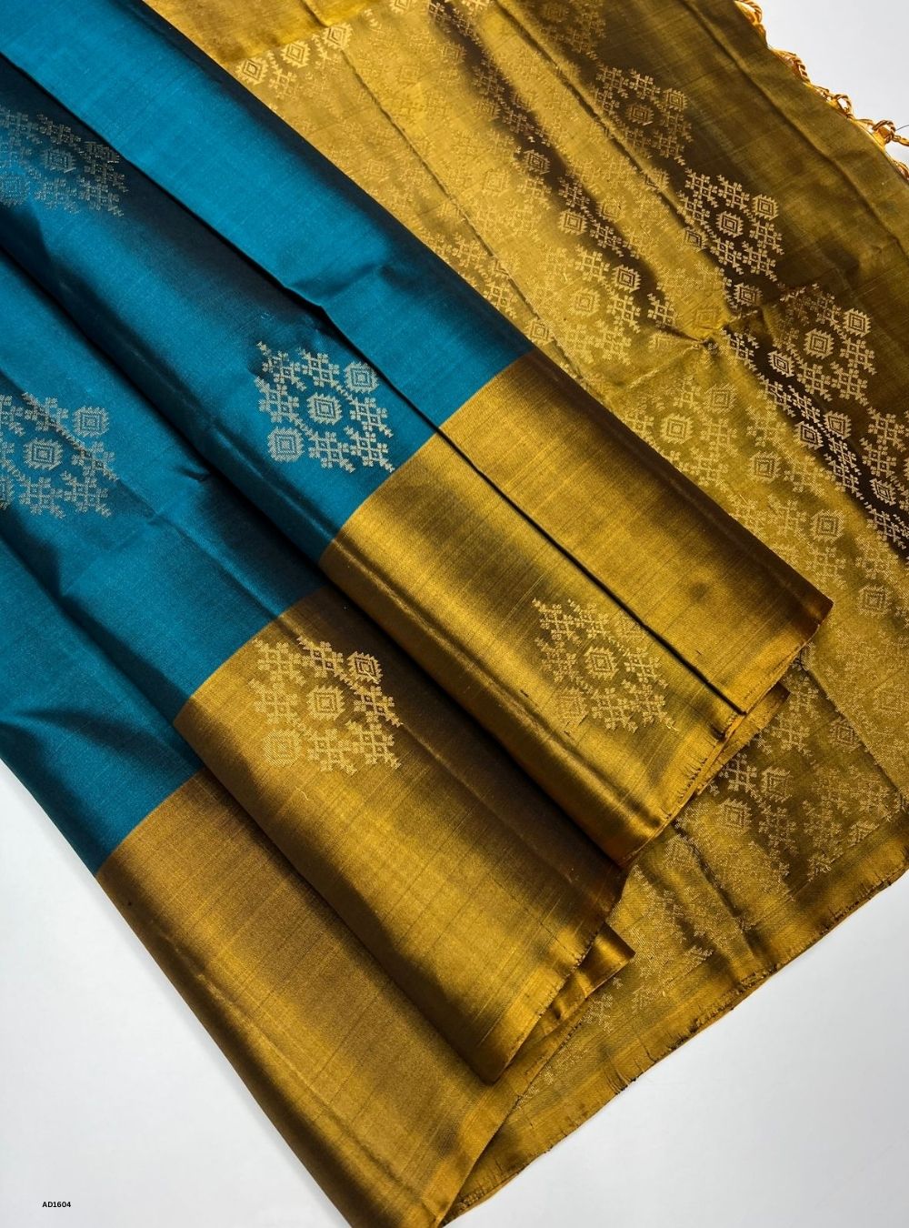 Peacock Green & Golden Yellow -  Soft Silk Saree