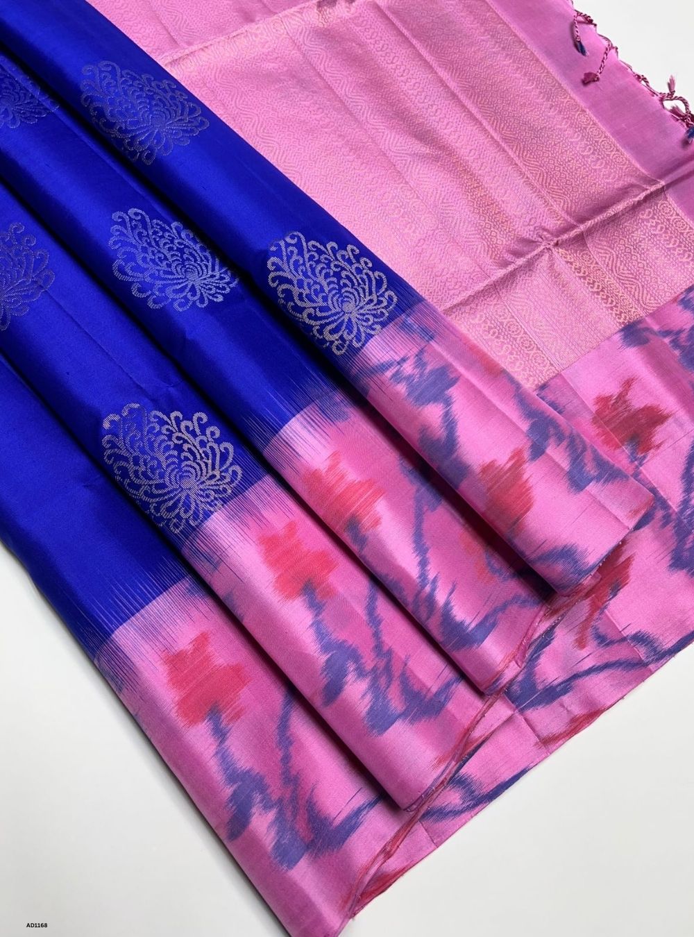 Royal Blue & Pink - Soft Silk Saree