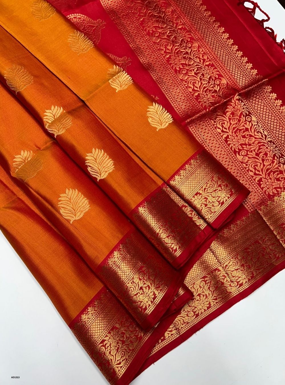 Mango Yellow & Red -  Soft Silk Saree