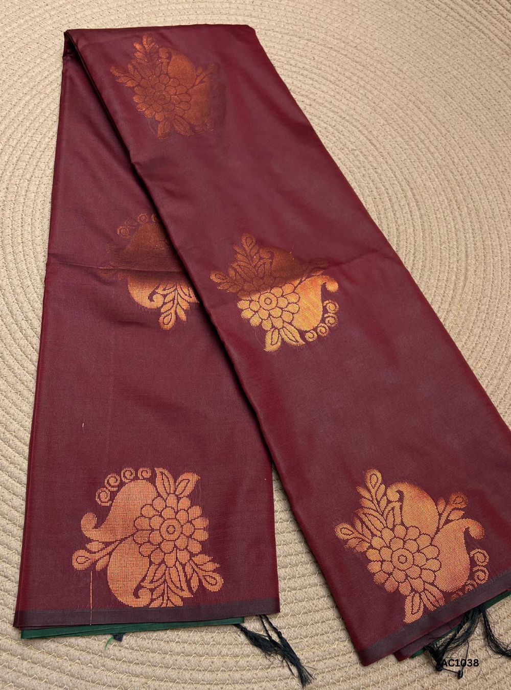 BROWN & GREEN - SEMI SILK SAREE