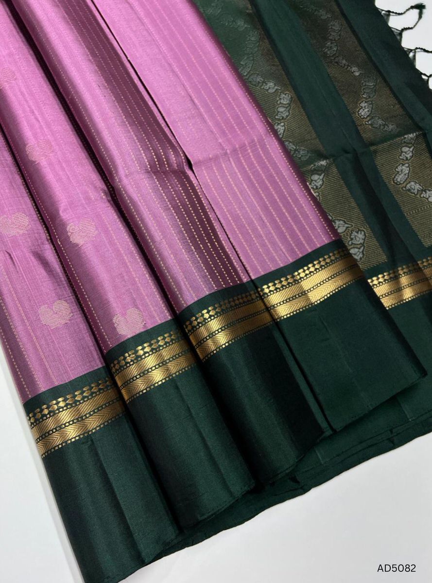 Lilac & Green - Vairaoosi X Kanchi Border Soft Silk Saree