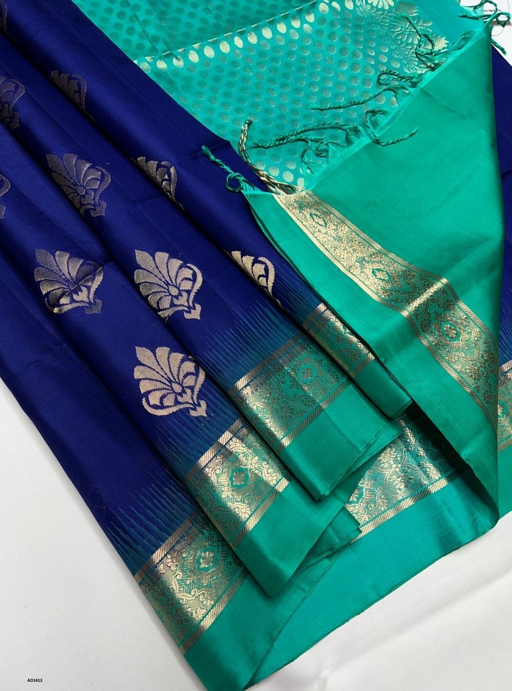 Royal Blue & Turquoise - Soft Silk Saree