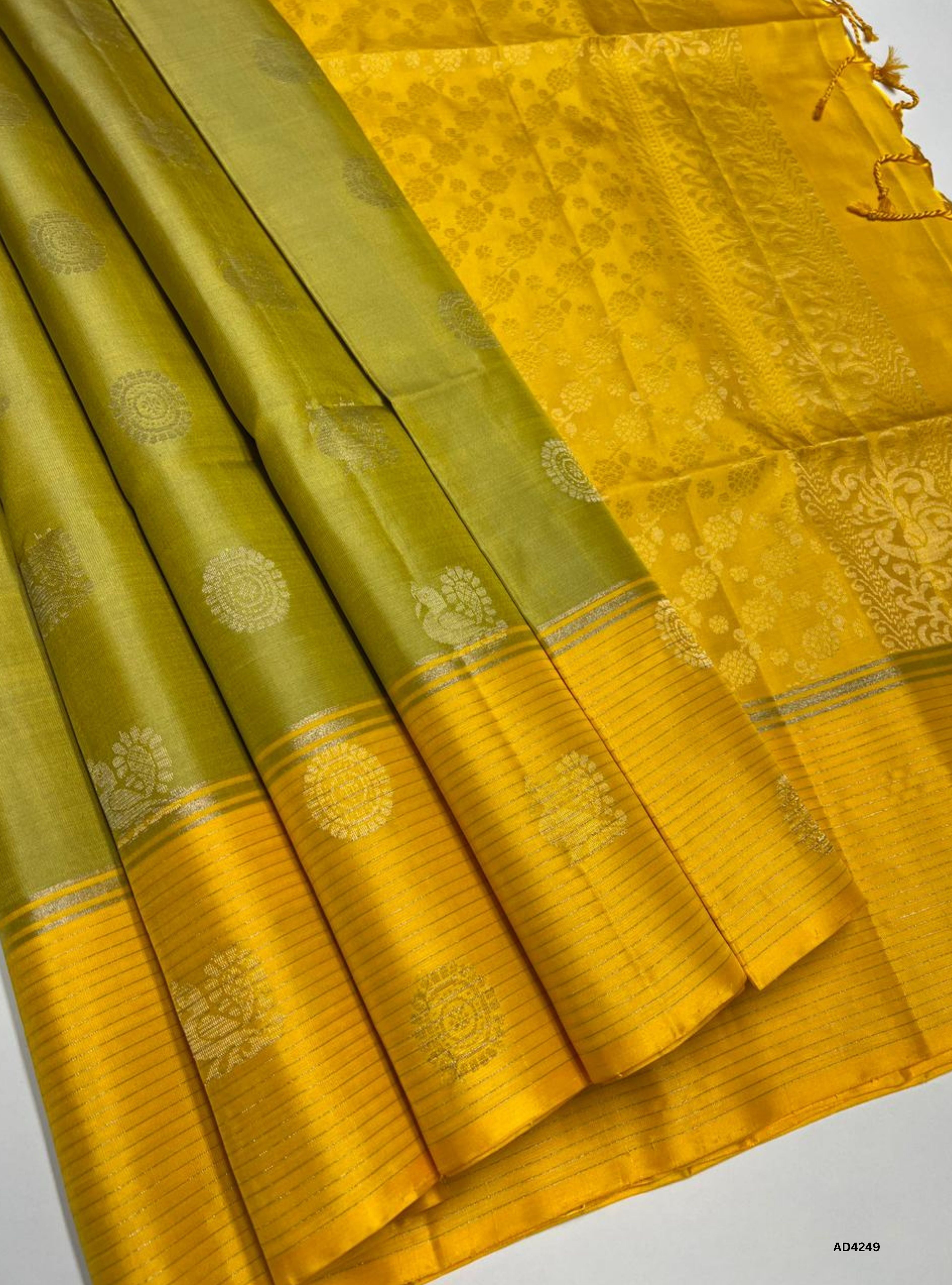 Yellow Iris & Yellow - Soft Silk Saree