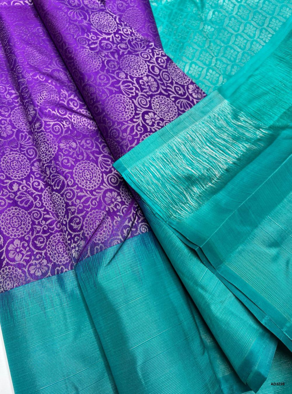Purple & Turquoise - Soft Silk Saree