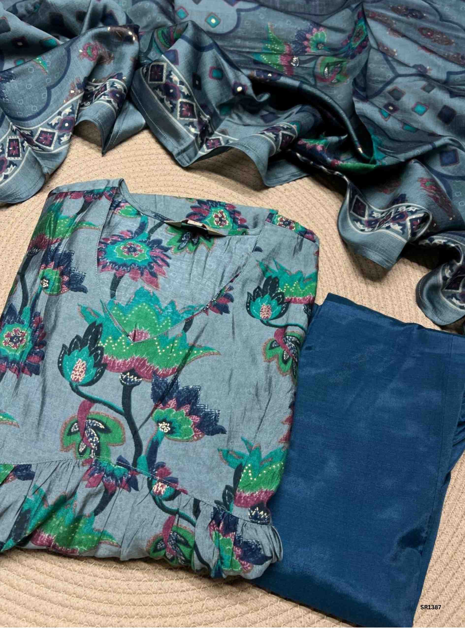 Teal & Green - 3 pc Salwar Set