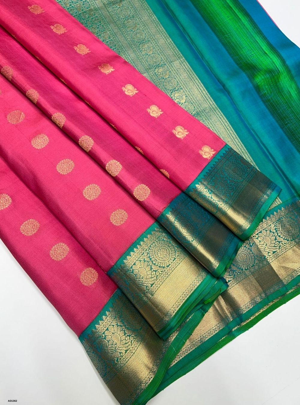 Pink & Green -  Soft Silk Saree