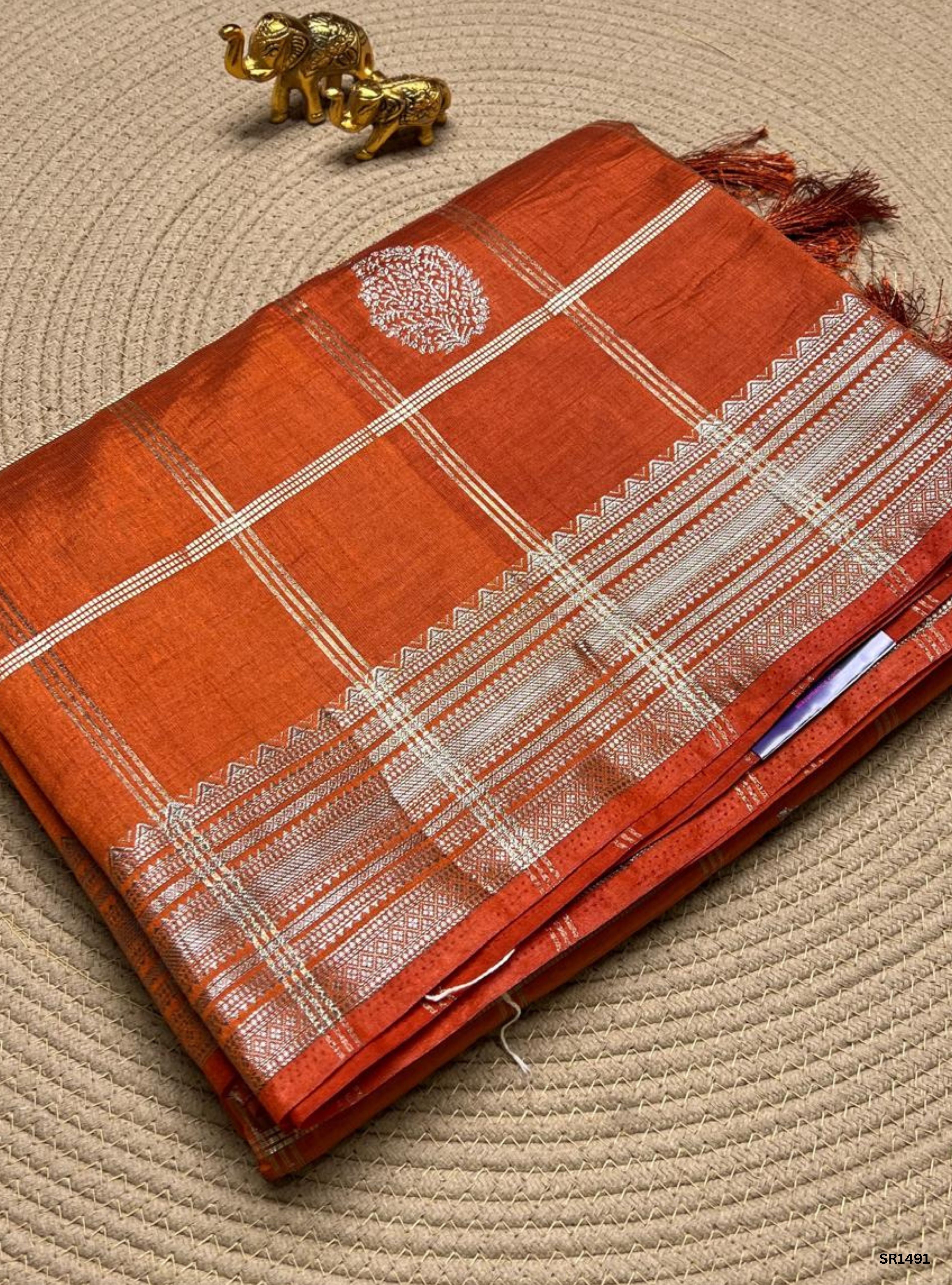 Burnt Orange - Semi Tussar Saree