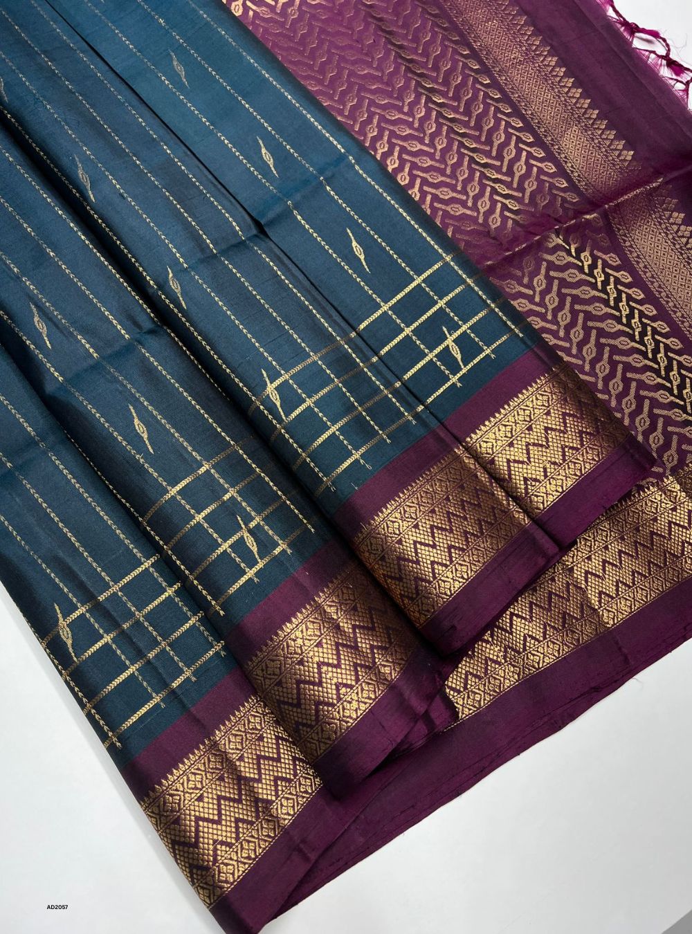 Peacock Green & Magenta - Soft Silk Saree
