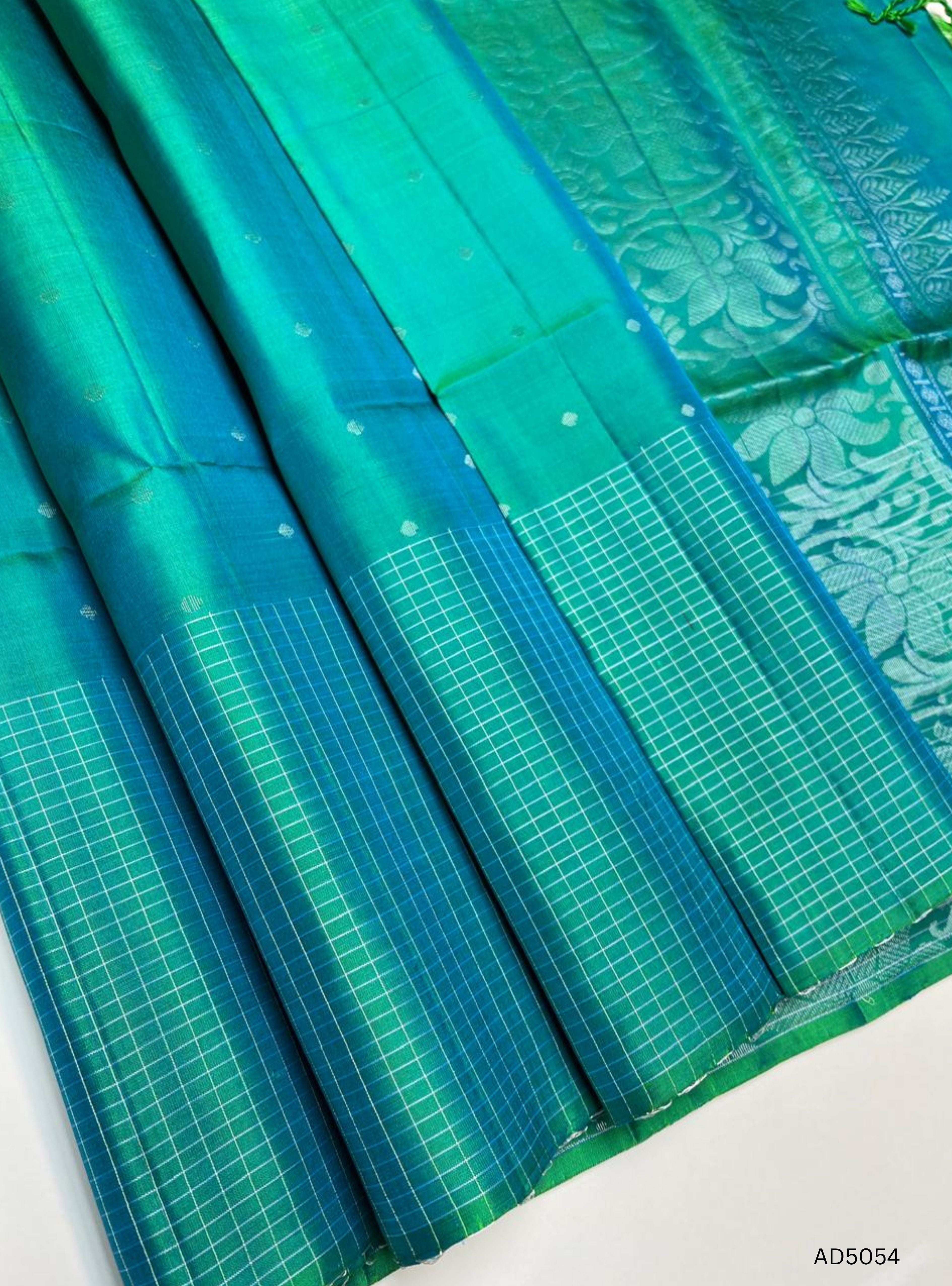 Rama Green - Fancy Border Soft Silk  Saree