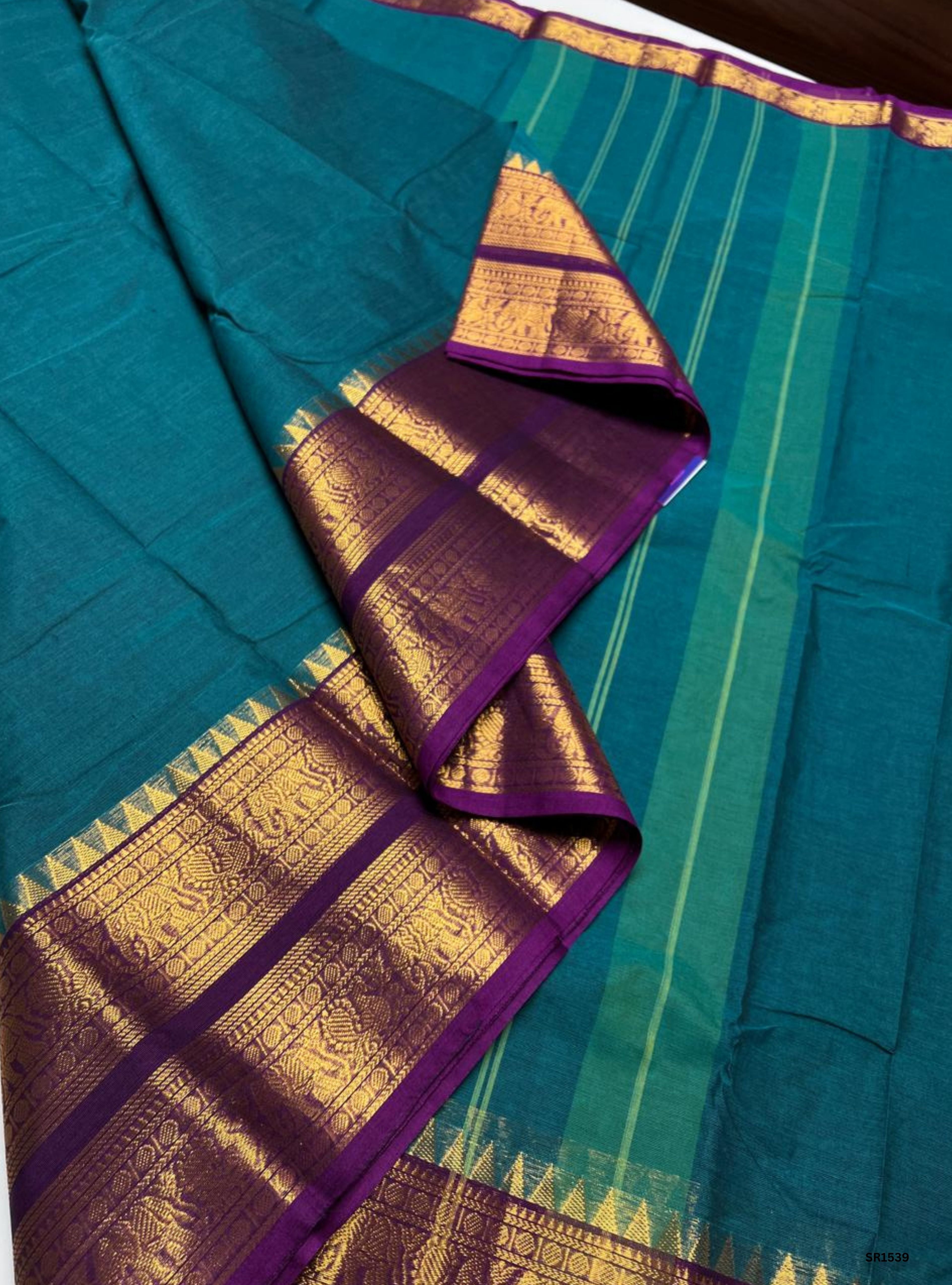 Teal & Magenta - Kanchi Cotton Saree