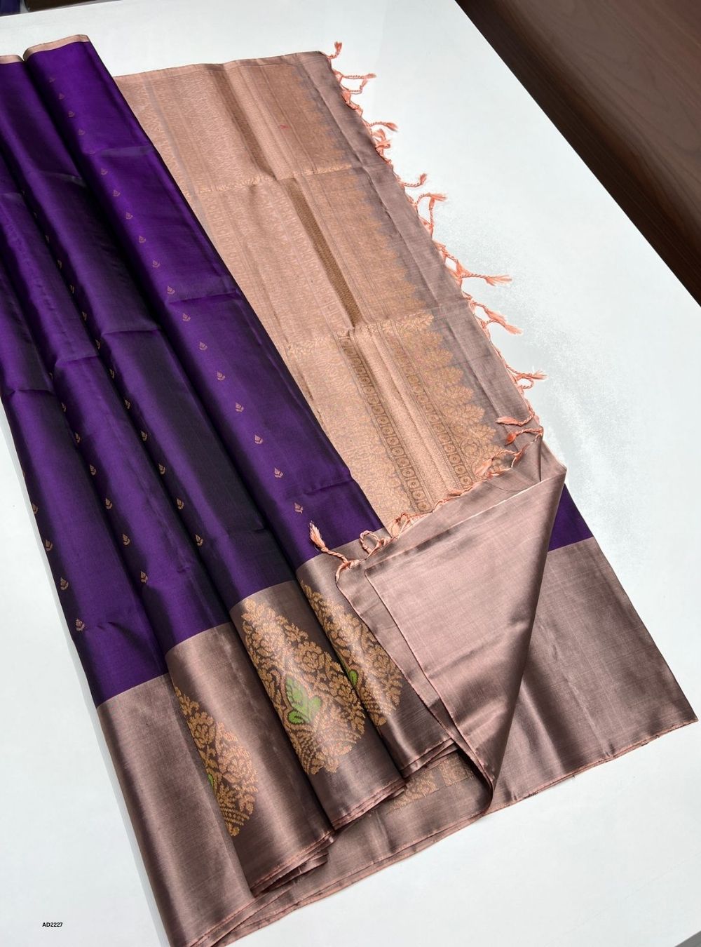 Violet & Bronze - Soft Silk Saree