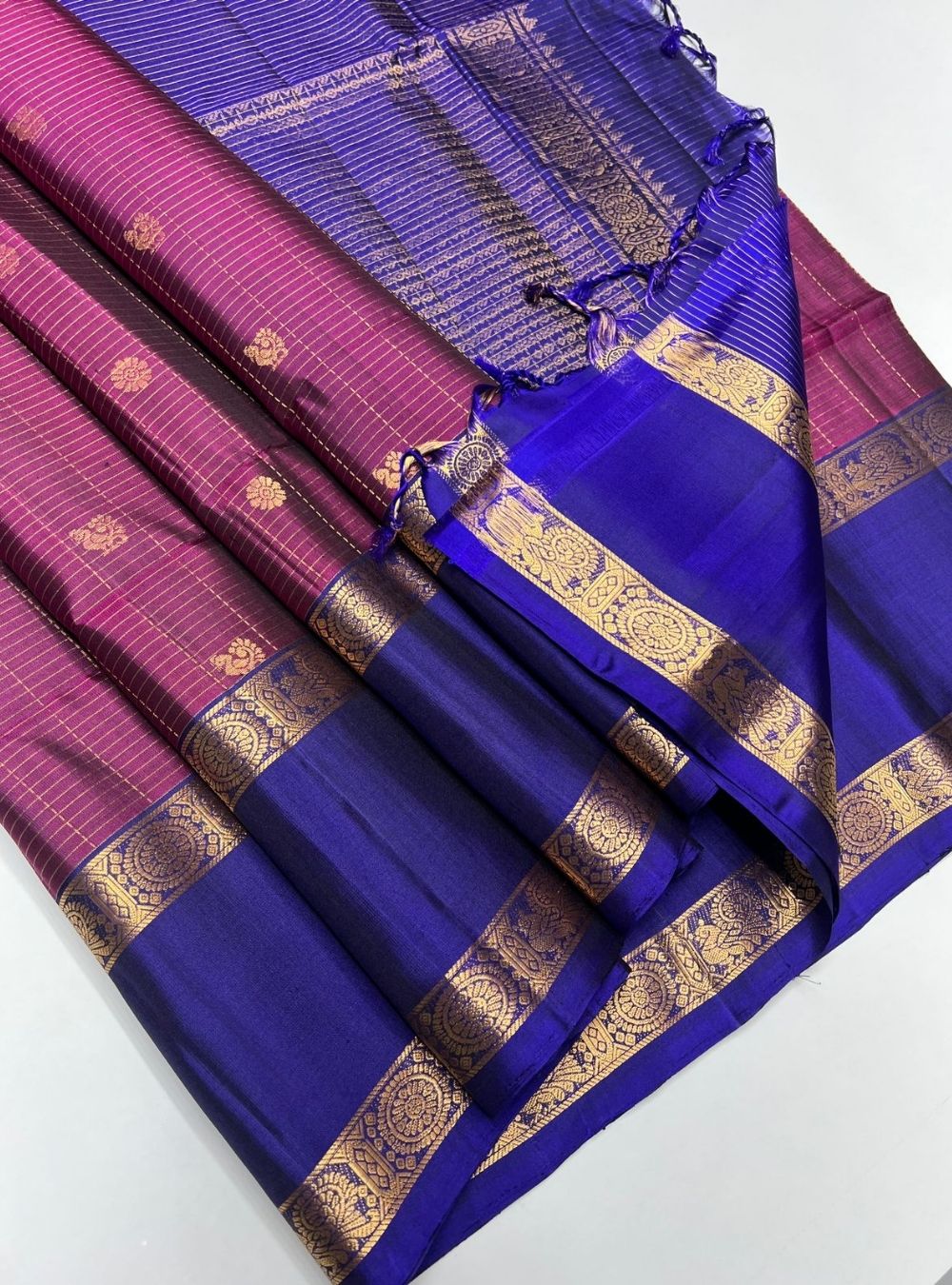 Magenta & Royal Blue -  Soft Silk Saree