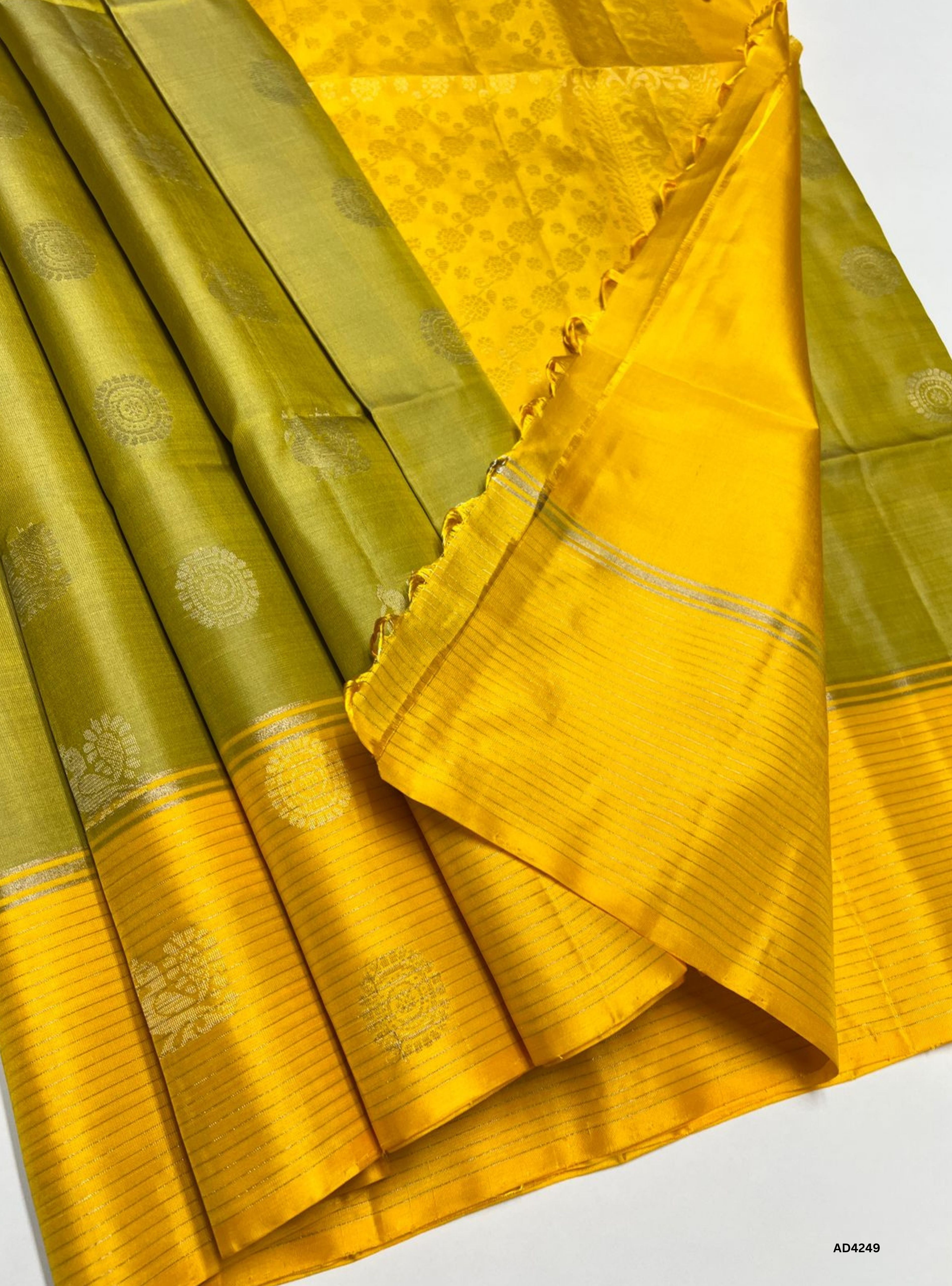 Yellow Iris & Yellow - Soft Silk Saree
