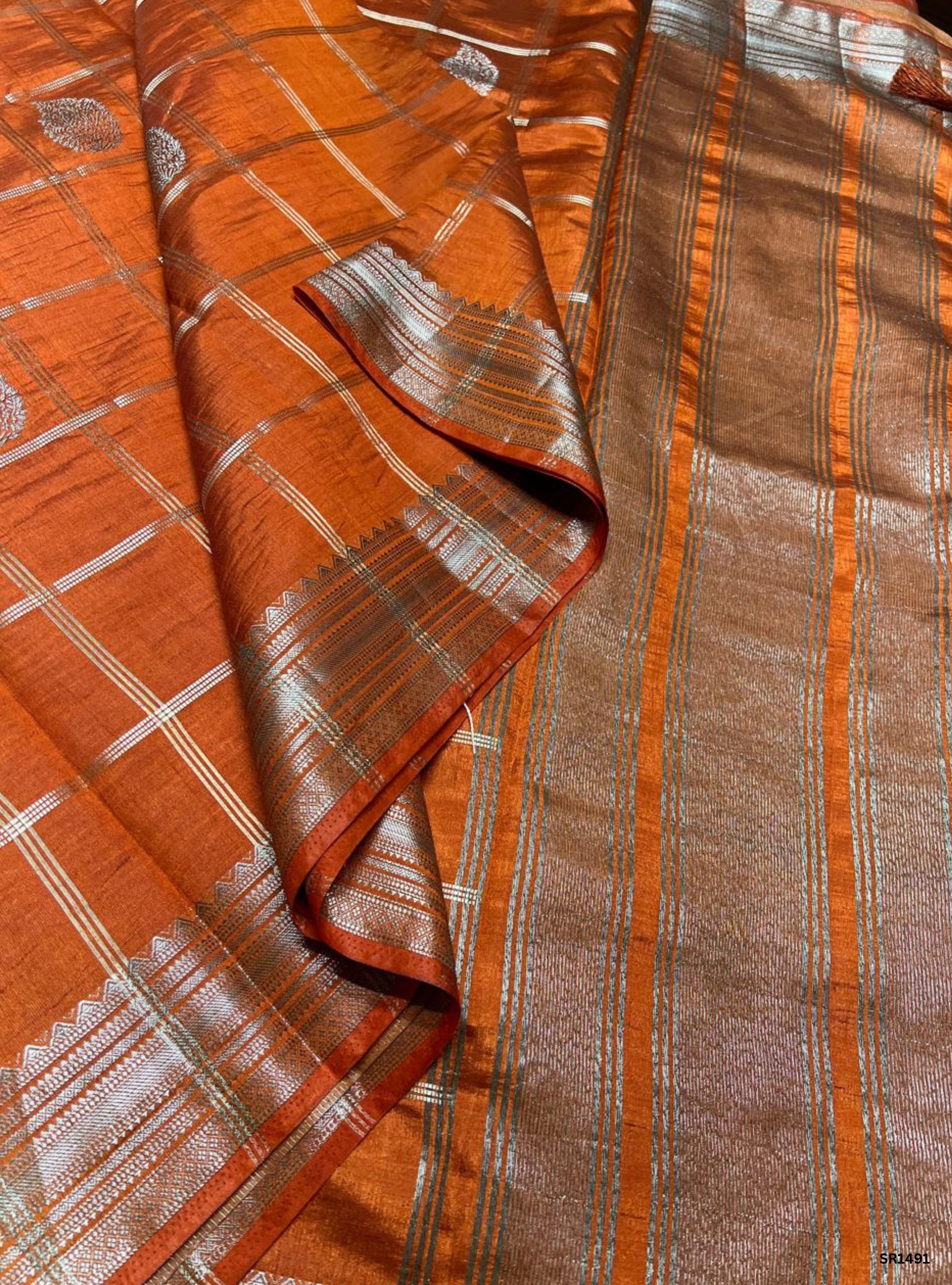 Burnt Orange - Semi Tussar Saree