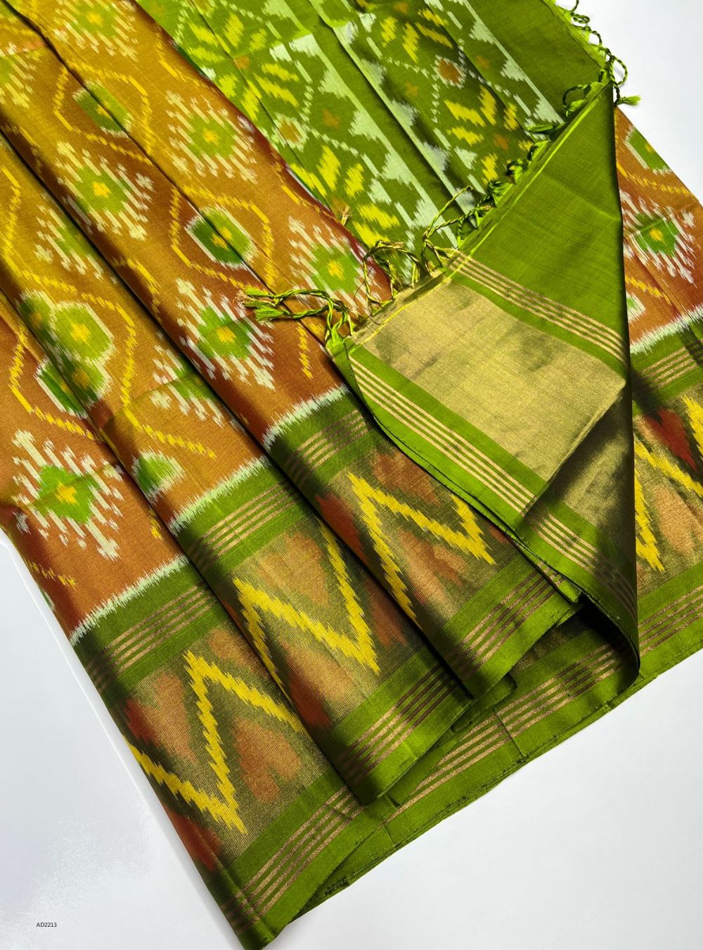Gold & Green  - Soft Silk Saree