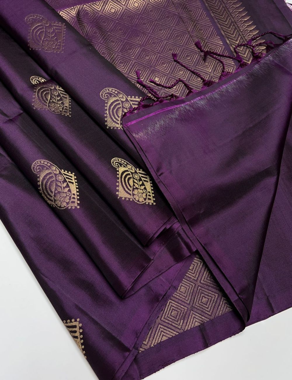 Dark Purple - Soft Silk Saree