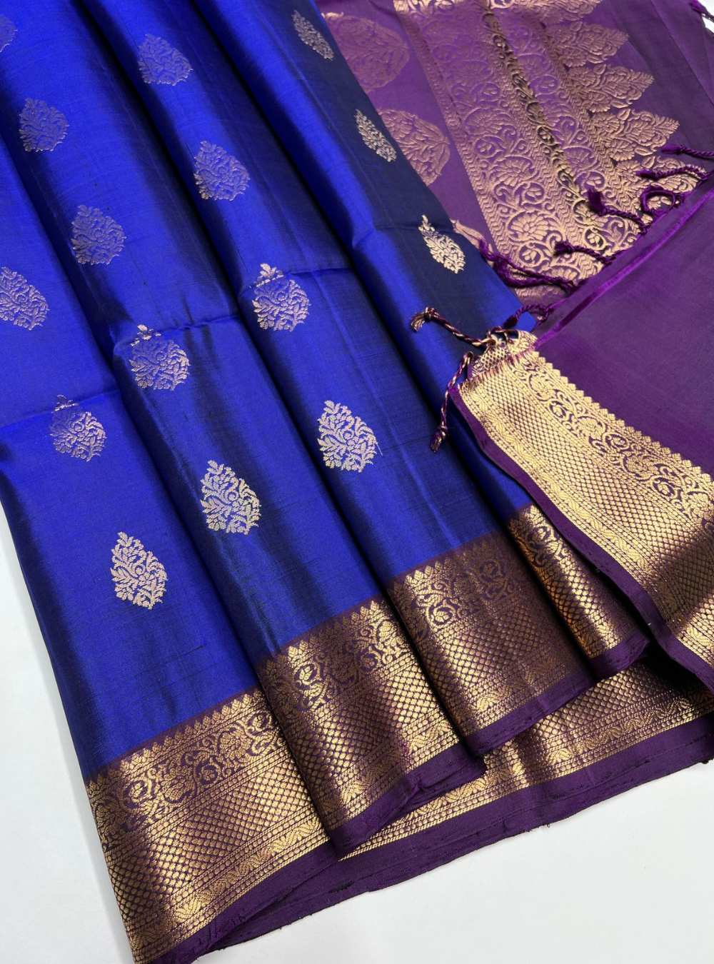 Navy & Plum - Soft Silk Saree