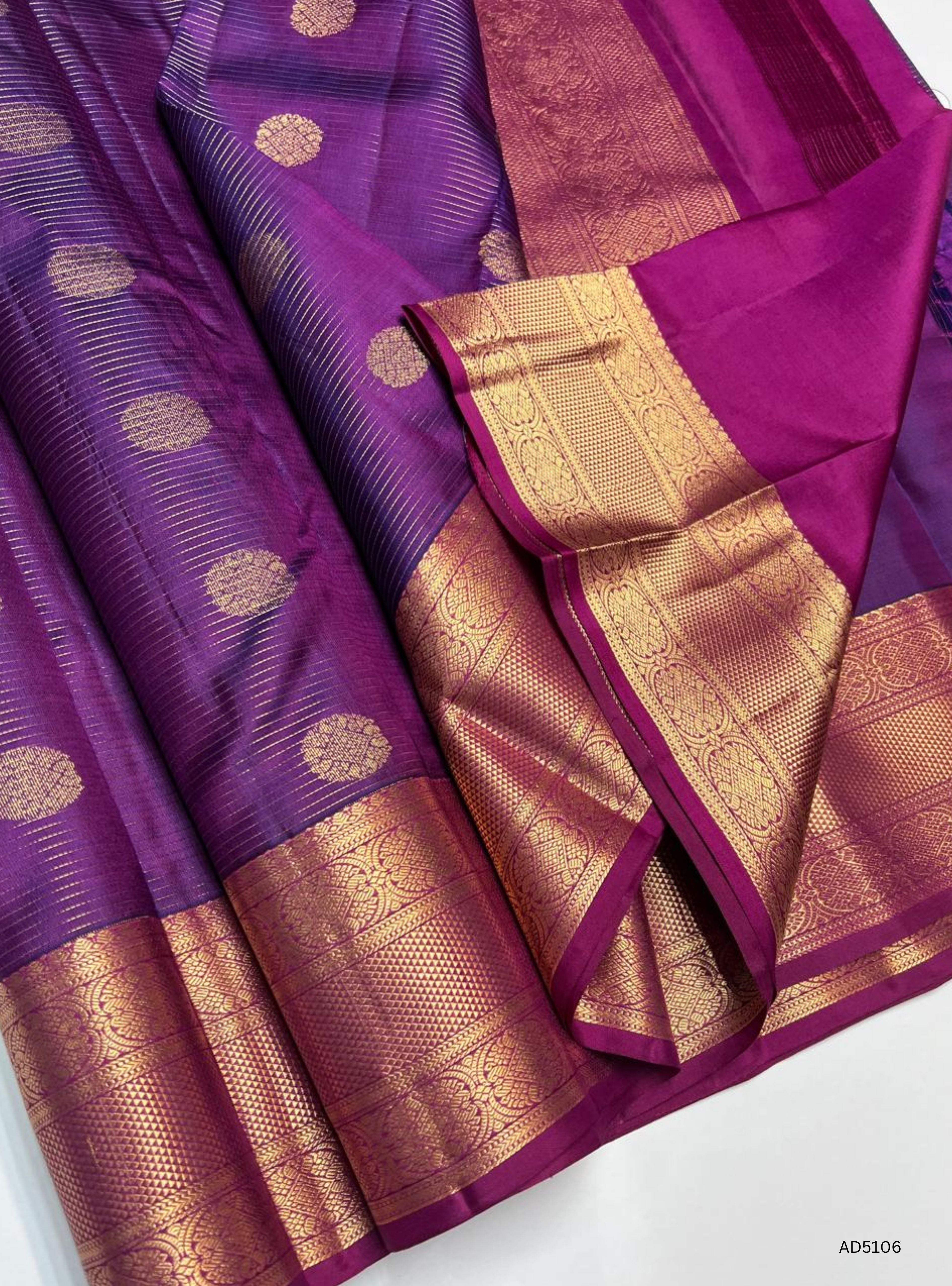 Purple - Kanchi Border Soft Silk Saree
