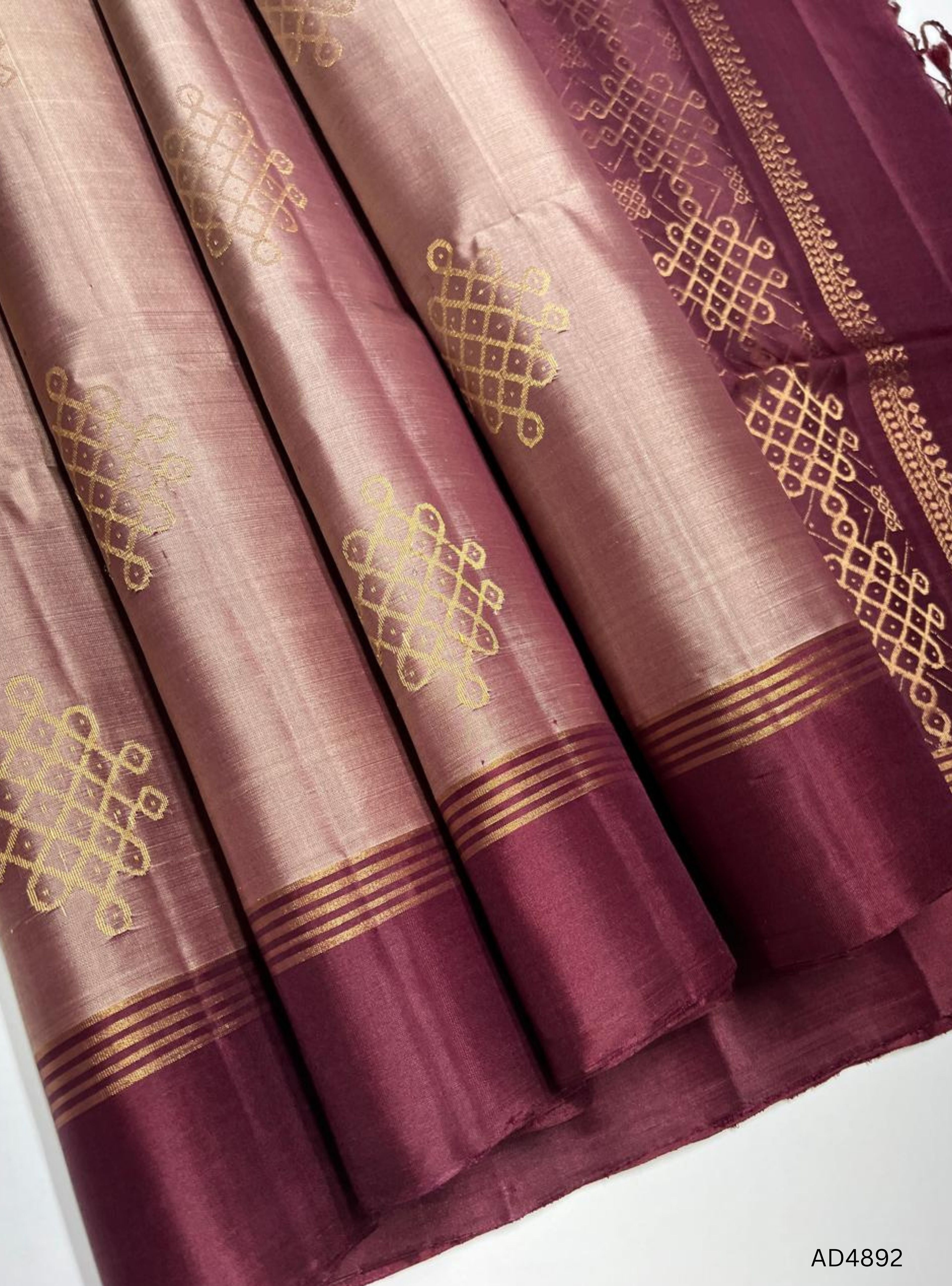 CoCoa & Burgundy - Kolam Soft Silk Saree