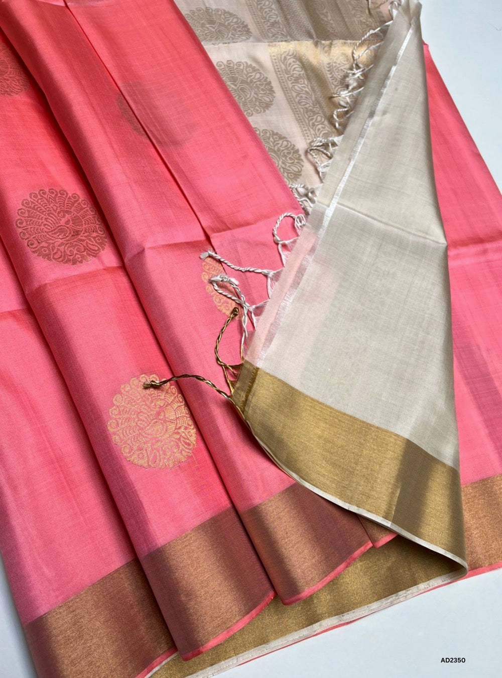 Baby Pink & Modish white- Soft Silk Saree