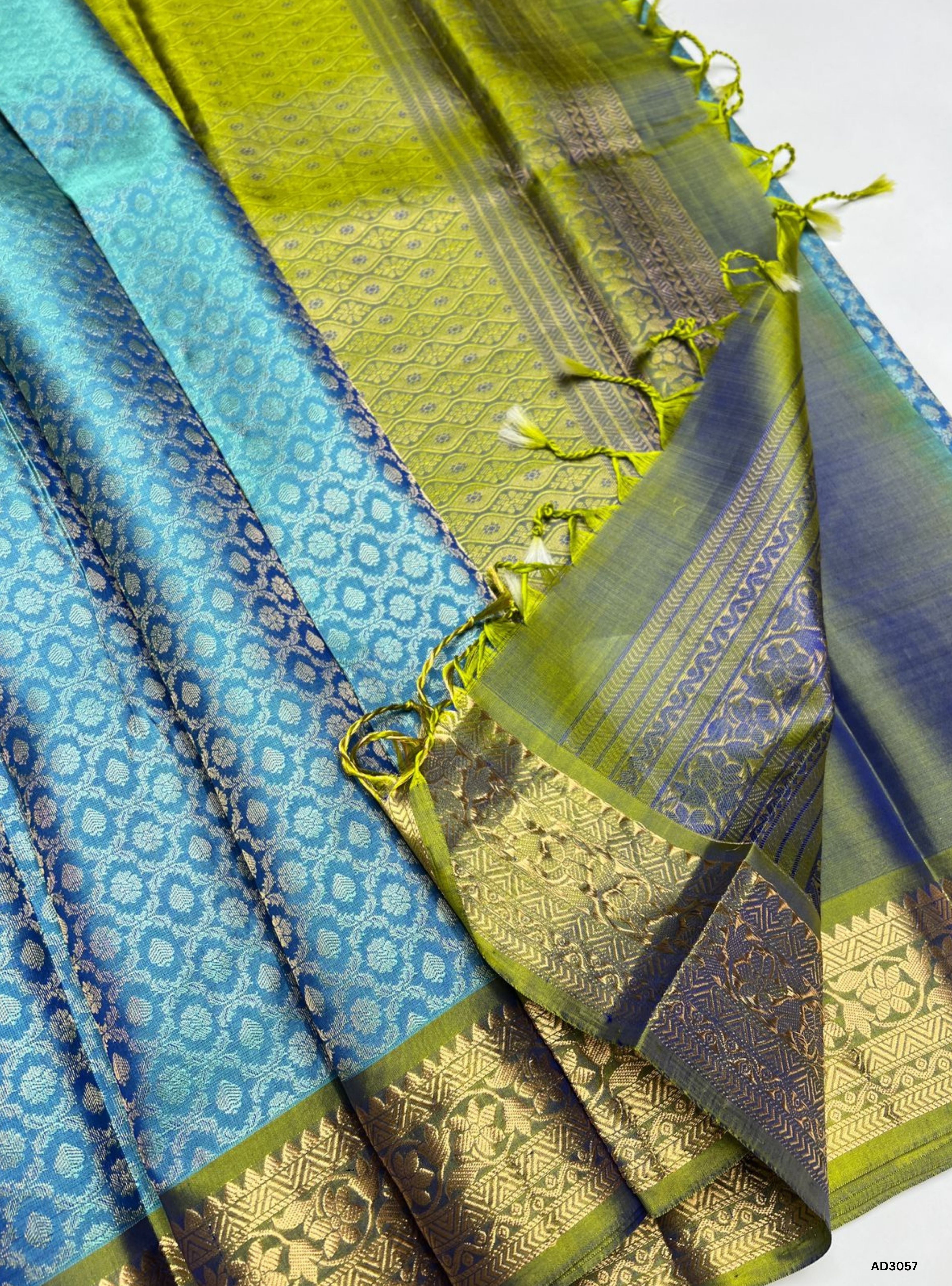 Blue & Green - Soft Silk Saree