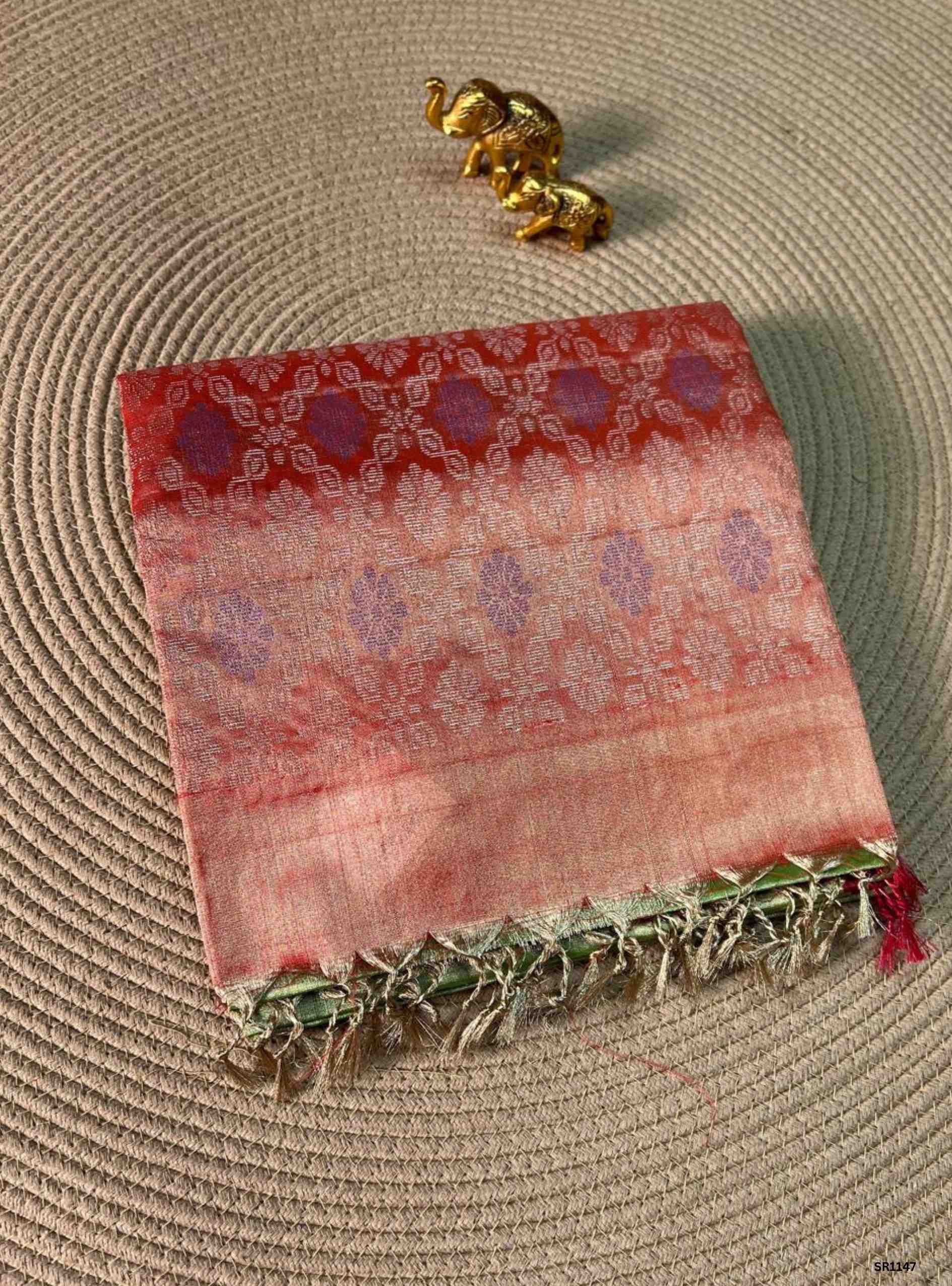 Elachi Green & Orange - Tissue Uppada Saree