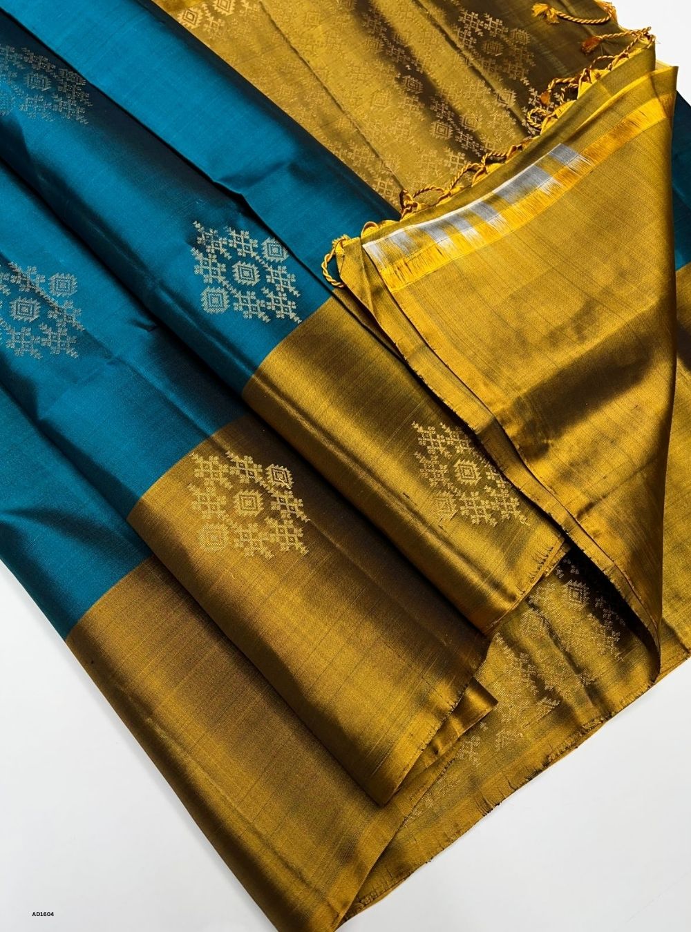 Peacock Green & Golden Yellow -  Soft Silk Saree