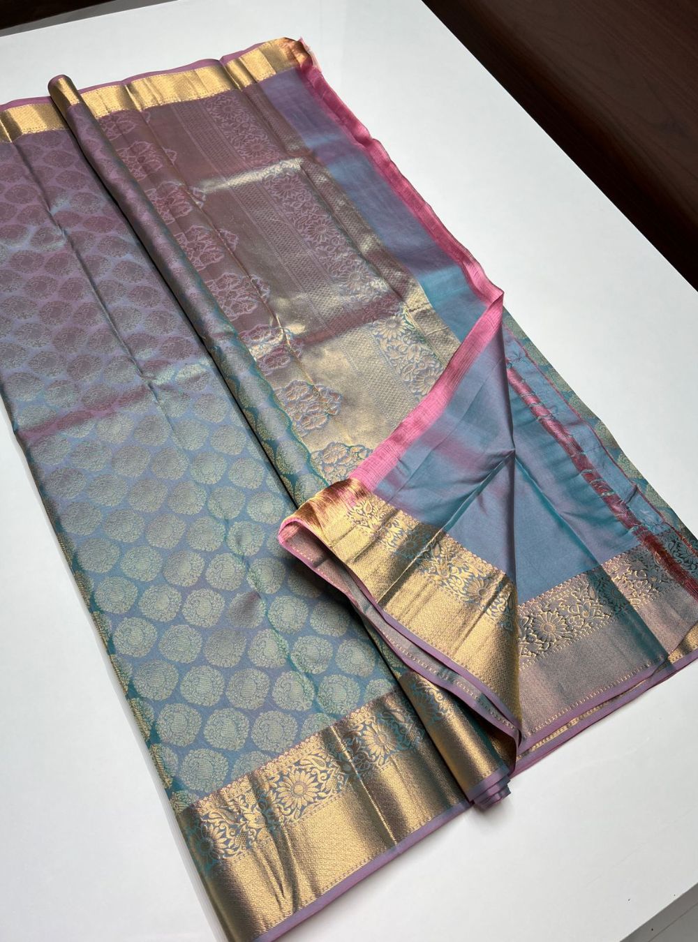 Dual Tone Blue -  Soft Silk Saree