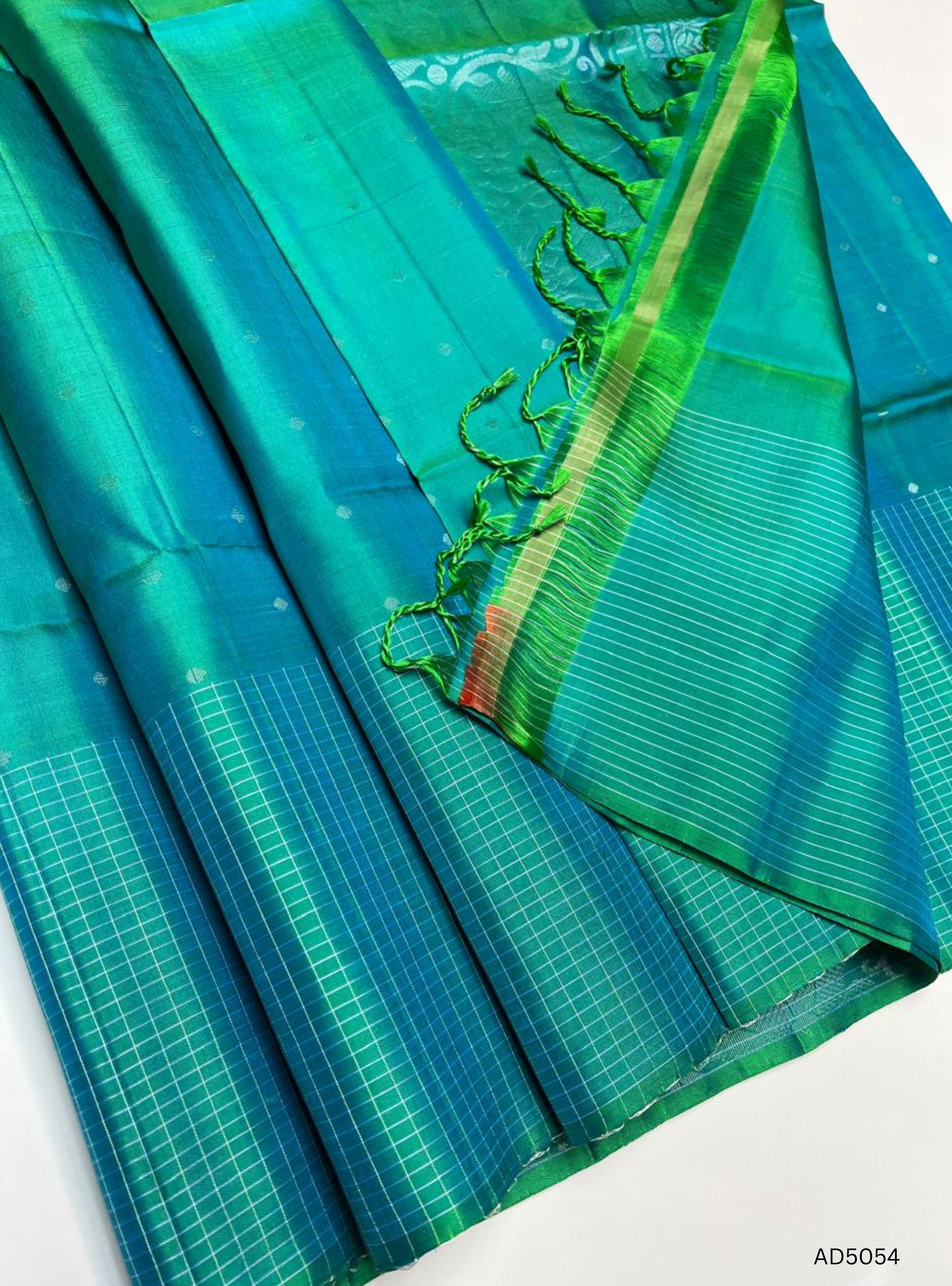 Rama Green - Fancy Border Soft Silk  Saree