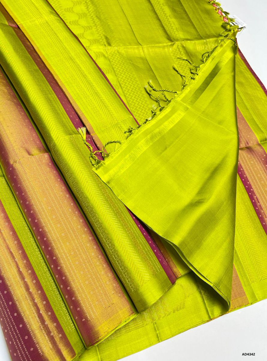 Gold & Parrot Green - Soft Silk Saree