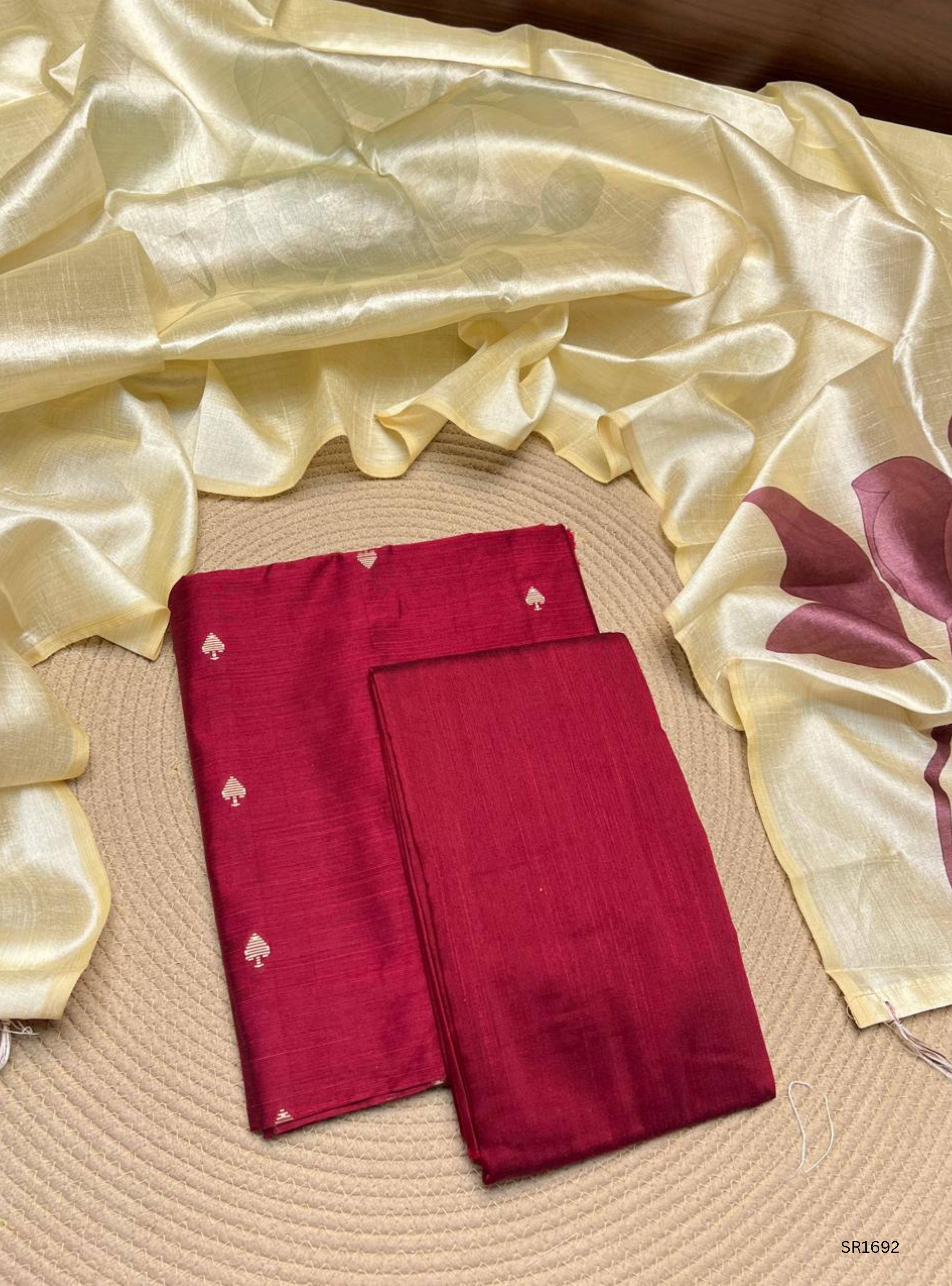 Magenta - Raw Silk Unstiched Suit 3 Pc Set