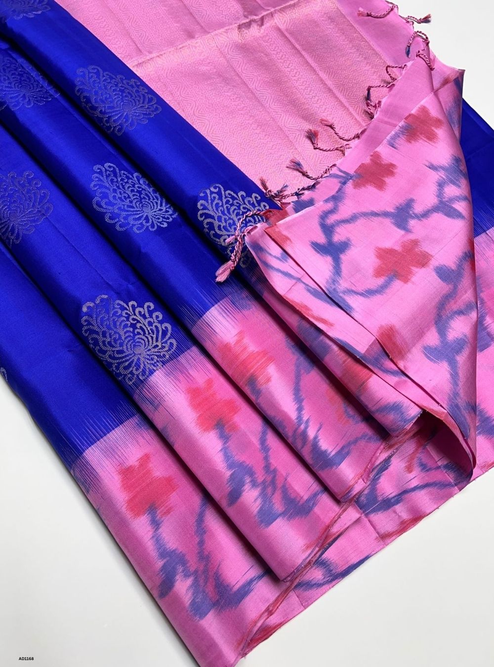 Royal Blue & Pink - Soft Silk Saree