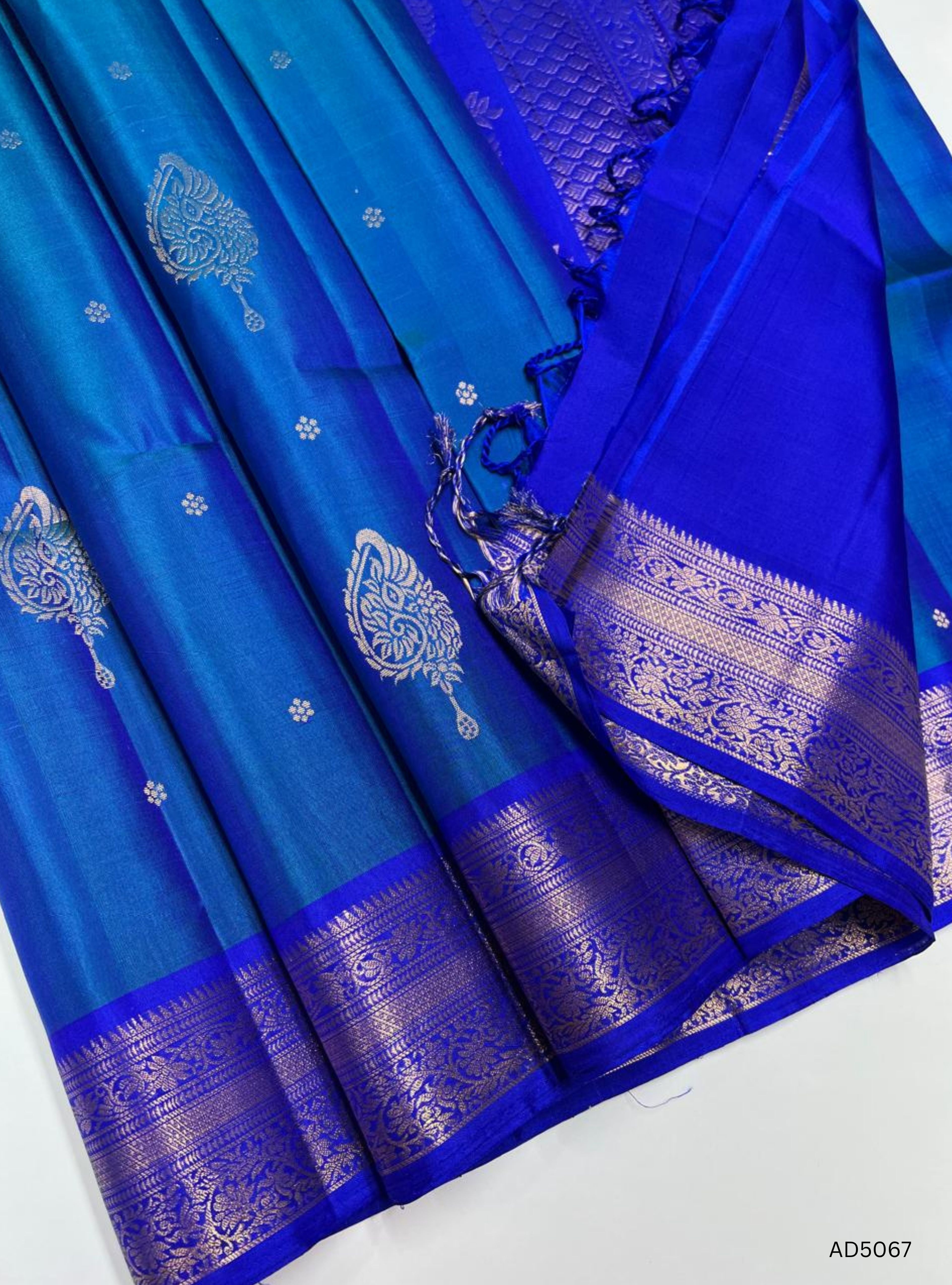 Peacock Blue - Kanchi Border Soft Silk Saree