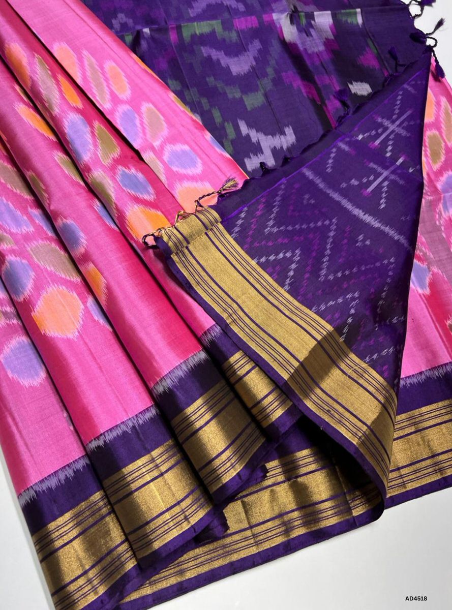 Pink & Purple - Pochampally Soft Silk saree
