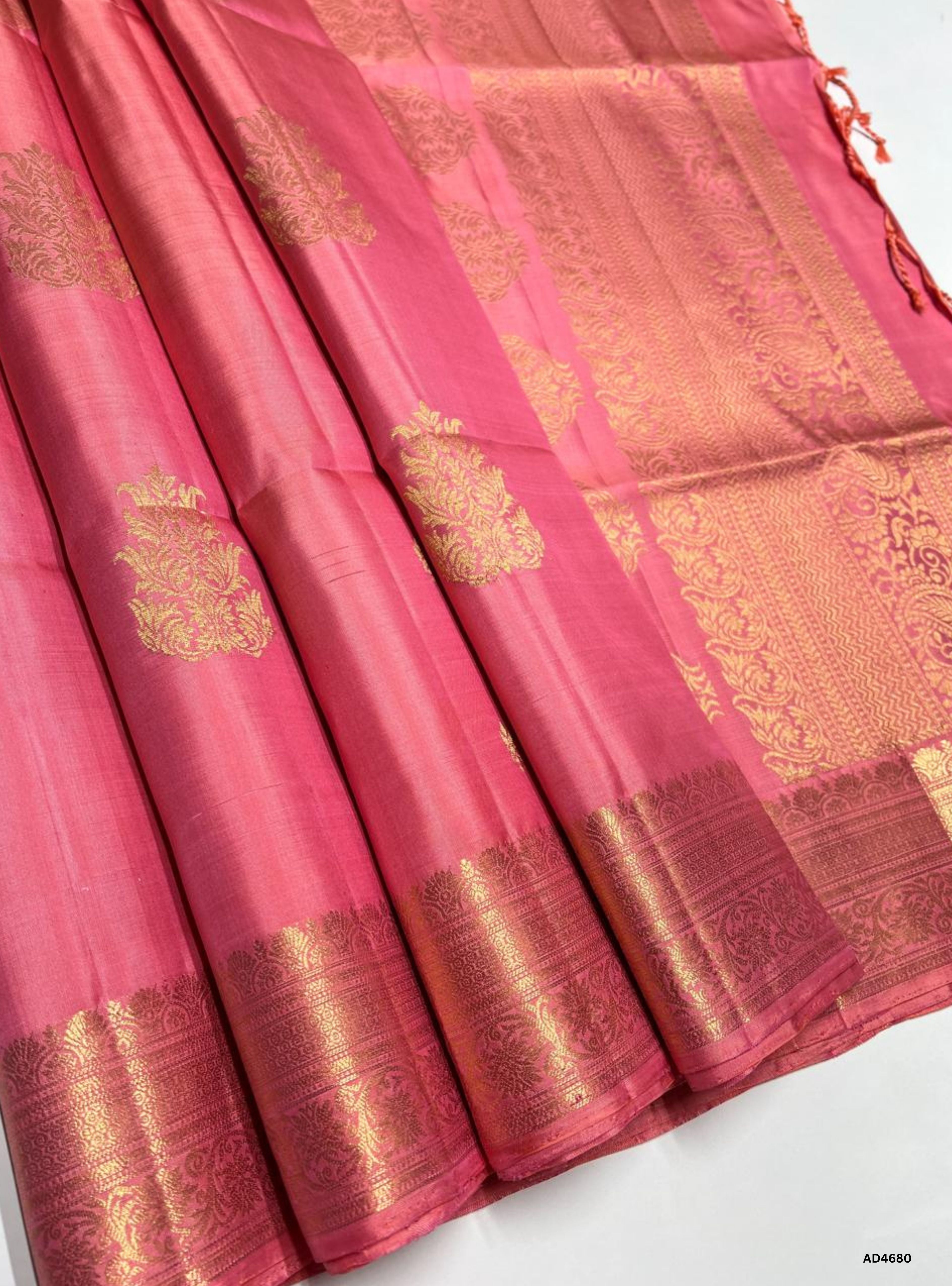 Peachish - Kanchi Border Soft Silk Saree