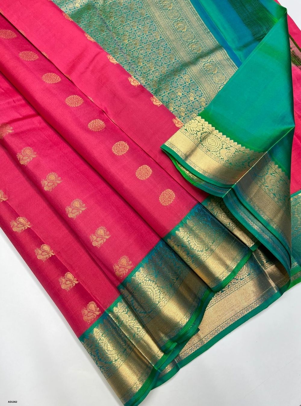 Pink & Green -  Soft Silk Saree