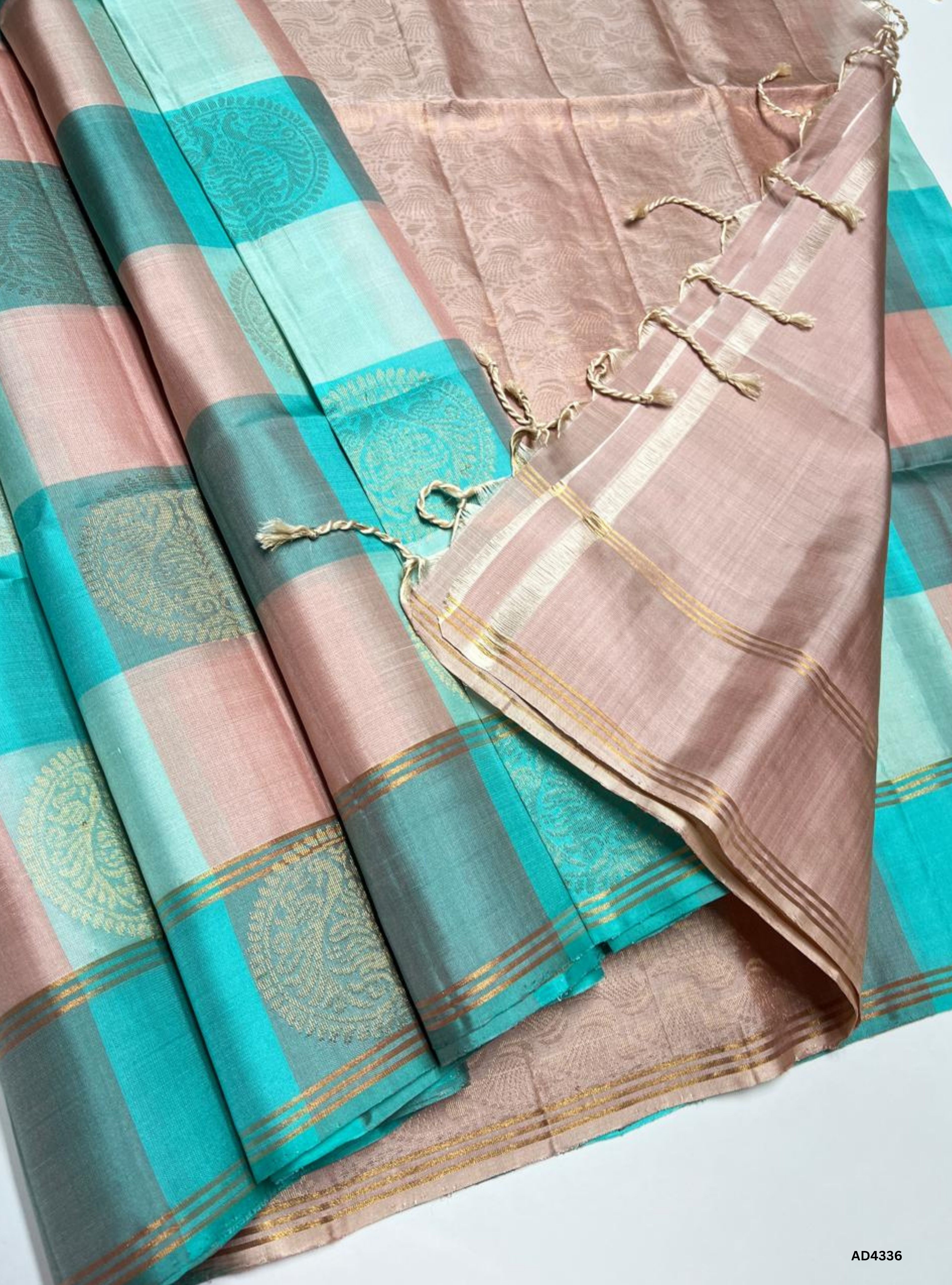 Sky Blue & Beige - Pazhum Pazhamum Soft Silk Saree