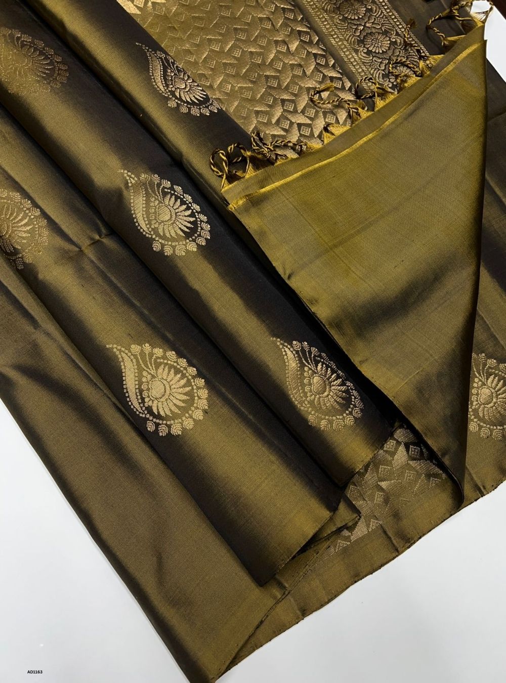 Olive Green  - Soft Silk Saree