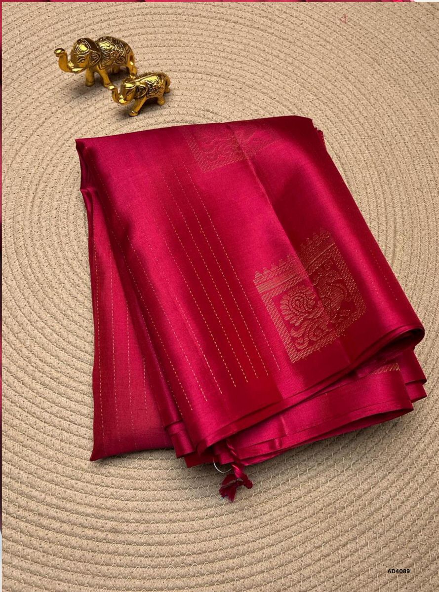 Redish pink - Soft Silk Saree