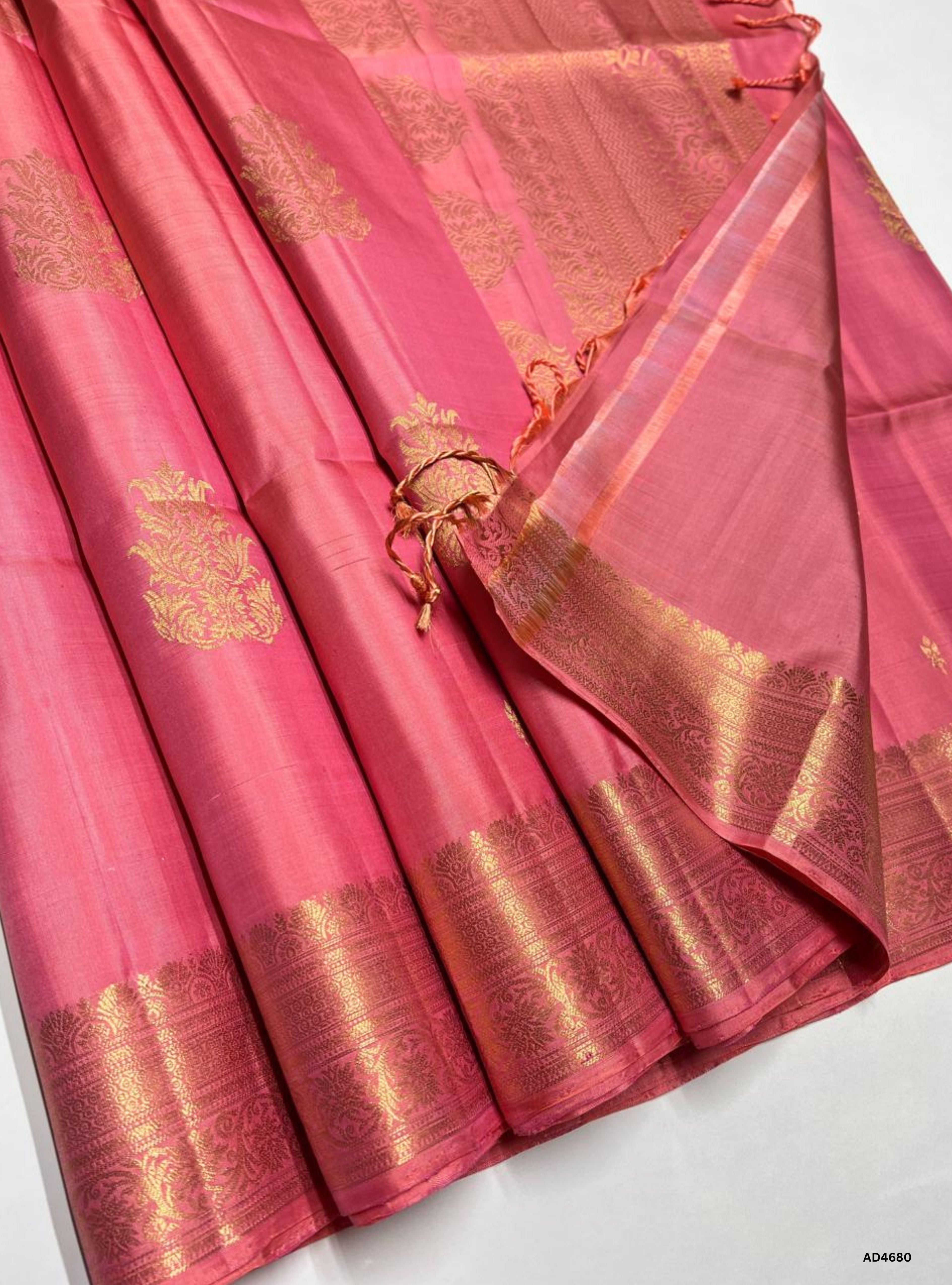 Peachish - Kanchi Border Soft Silk Saree