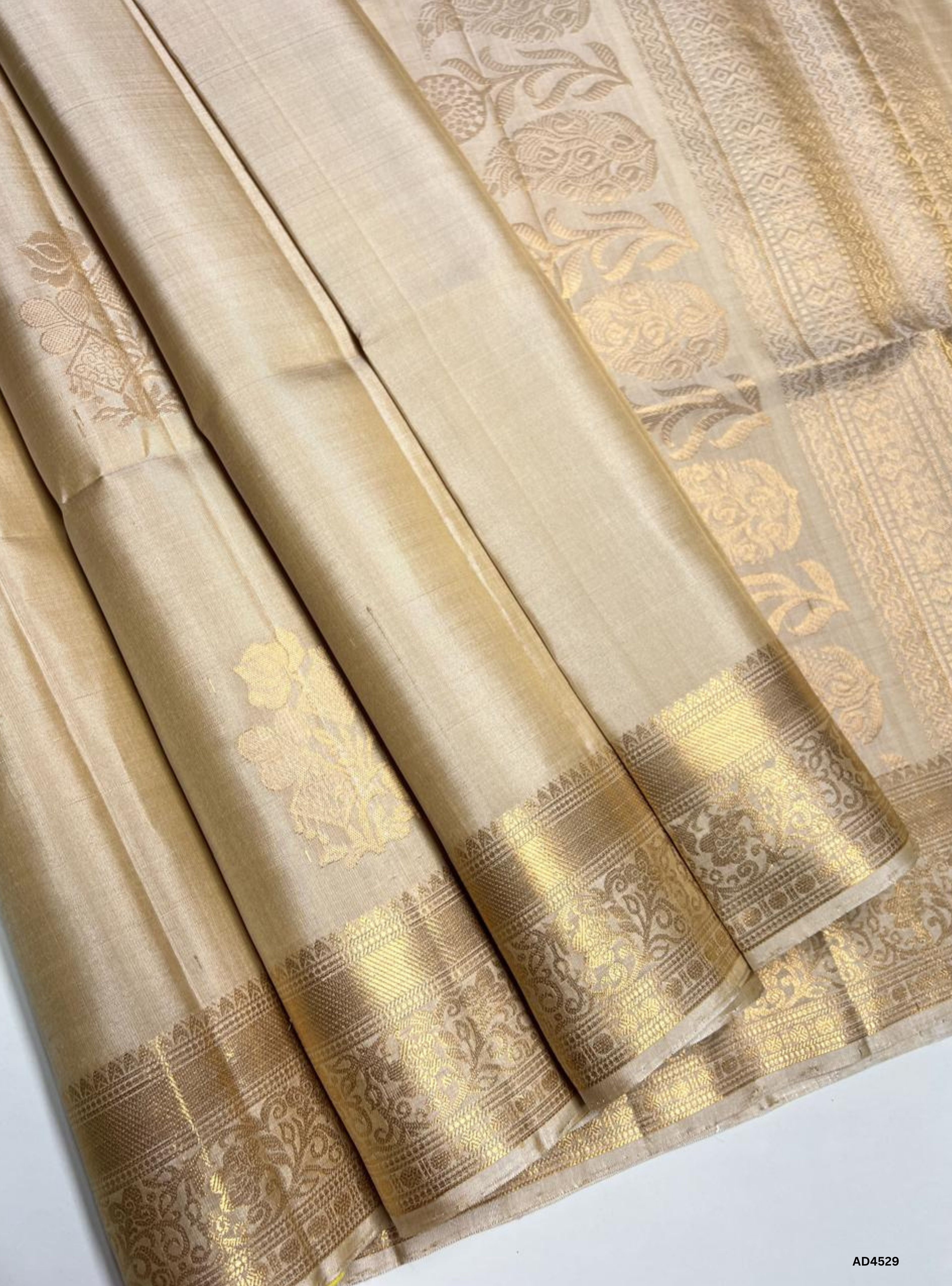 Cream - Kanchi Border Soft Silk Saree