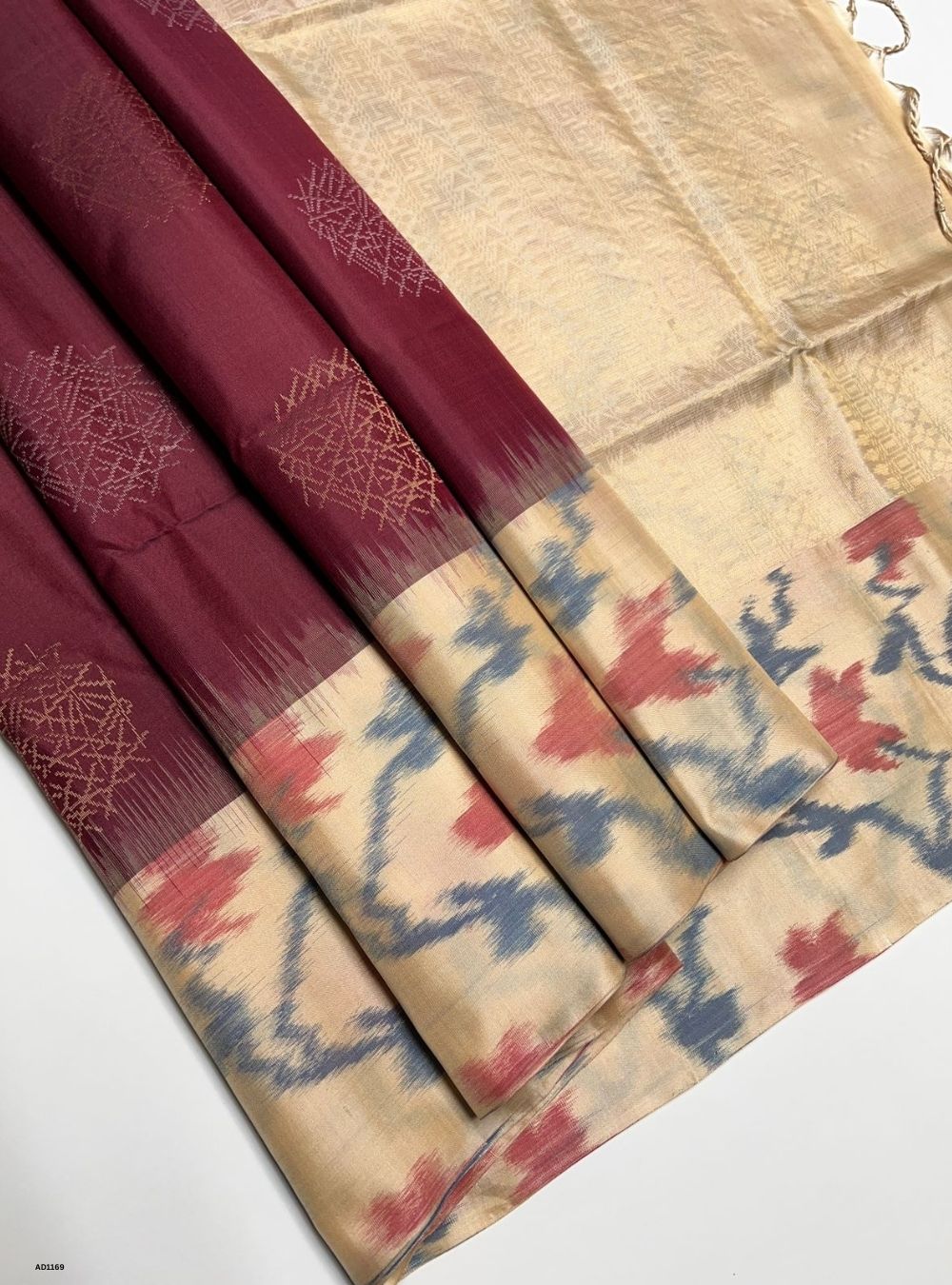Brown & Cream - Soft Silk Saree