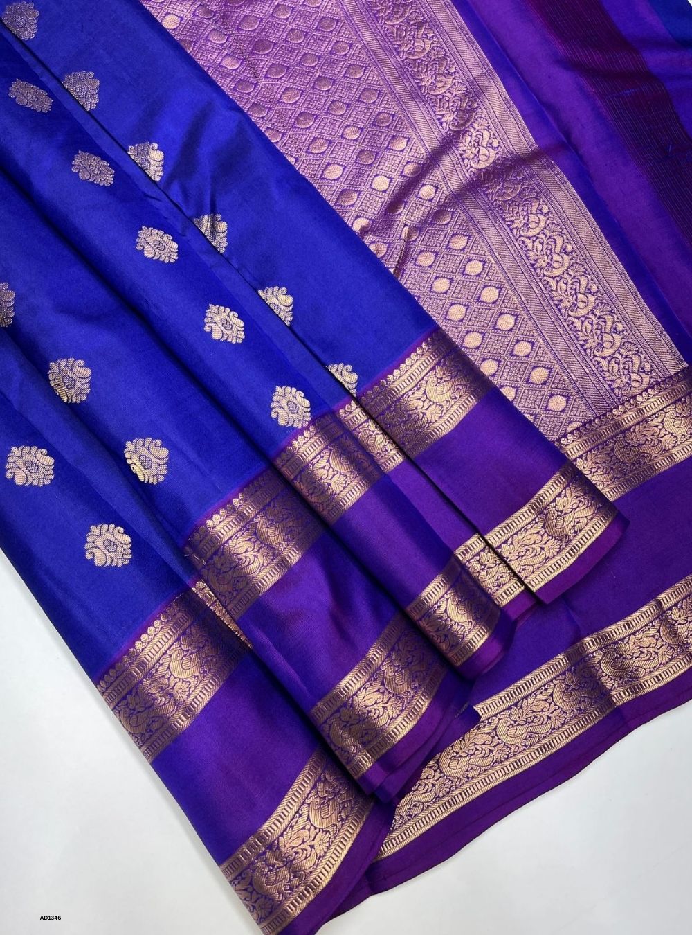 Royal Blue & Purple -  Soft Silk Saree
